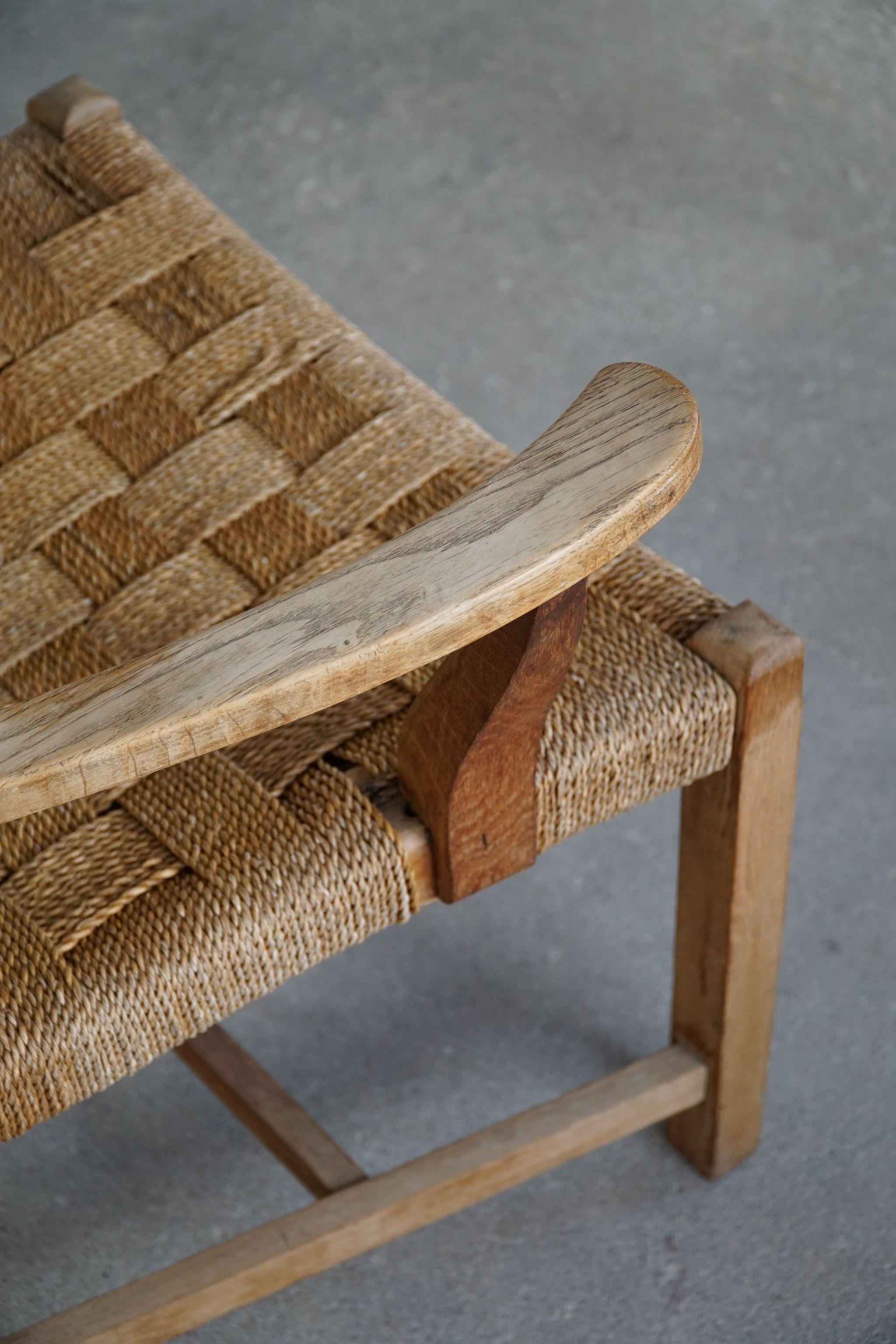 Vintage Armchair in Oak & Seagrass, Made by Danish Cabinetmaker, 1950s 1