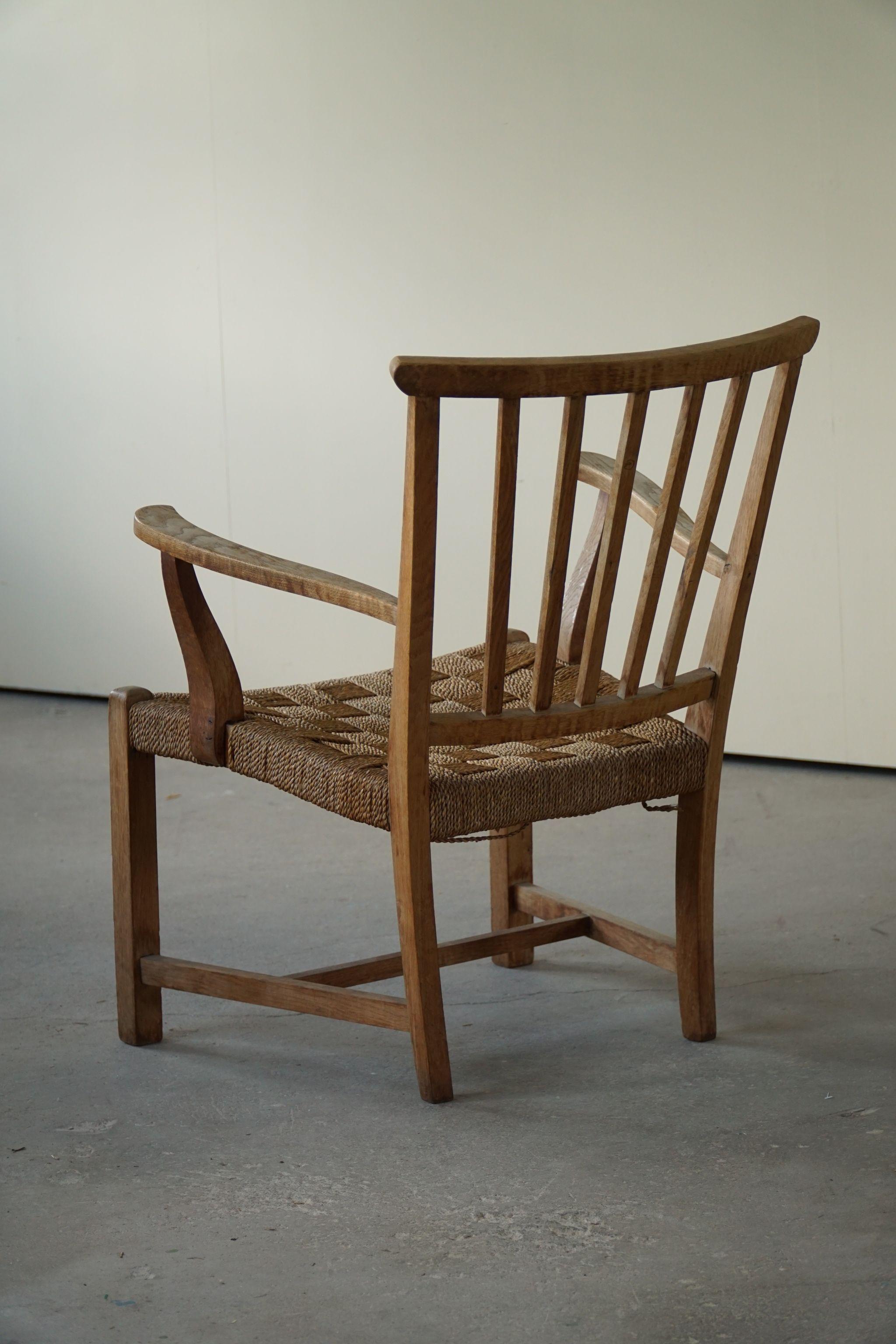 Vintage Armchair in Oak & Seagrass, Made by Danish Cabinetmaker, 1950s 2