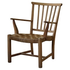 Vintage Armchair in Oak & Seagrass, Made by Danish Cabinetmaker, 1950s