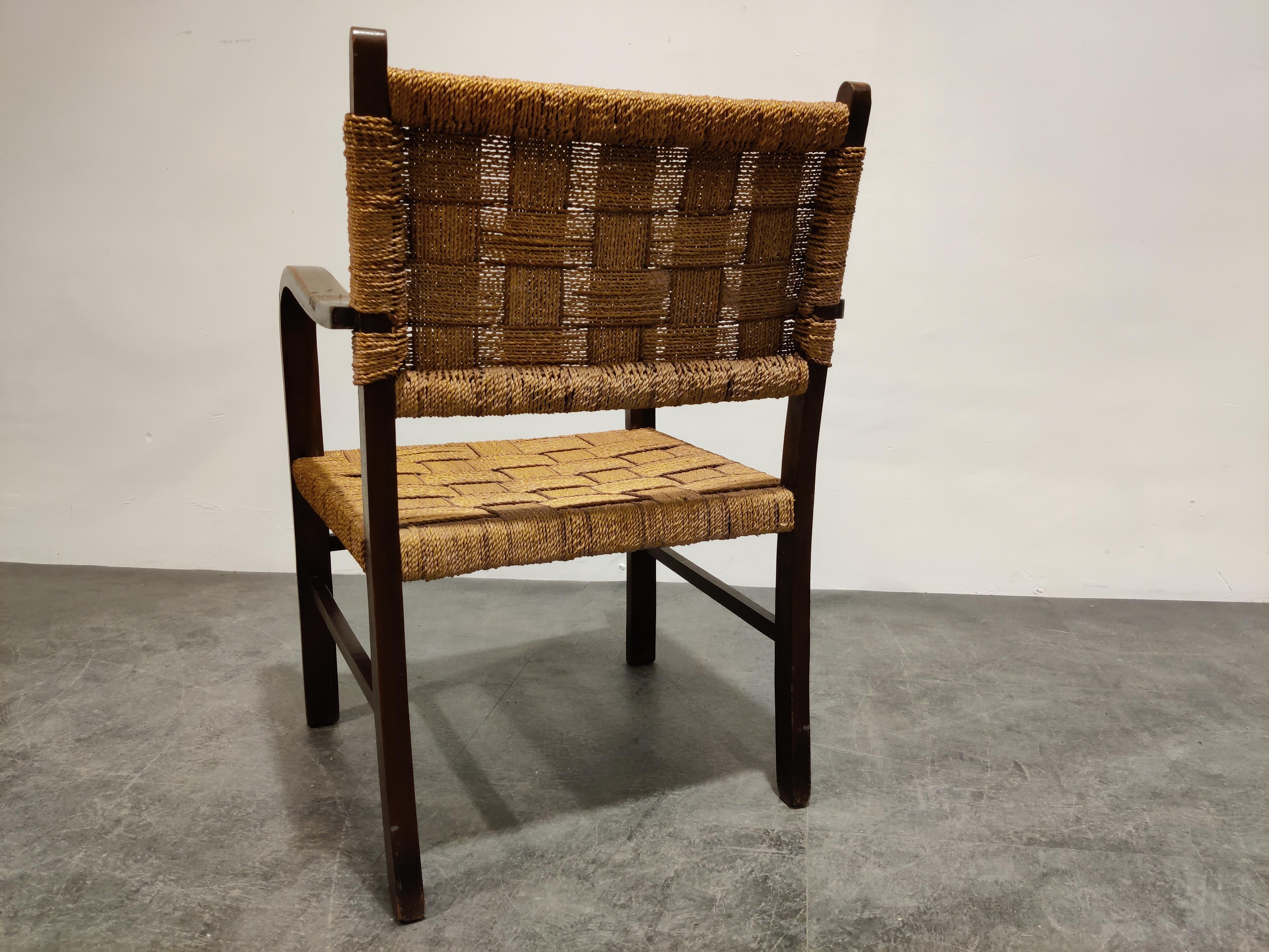 Mid-20th Century Vintage Armchair in Papercord, 1950s