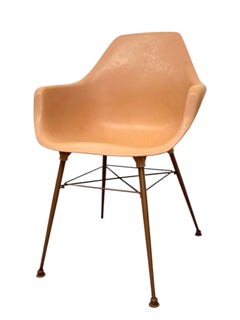 Vintage Armchair in Salmon Pink on Bronze Toned Eiffel Base