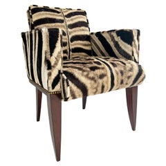 Vintage Armchair in the Style of Edward Wormley, Reupholstered in Zebra