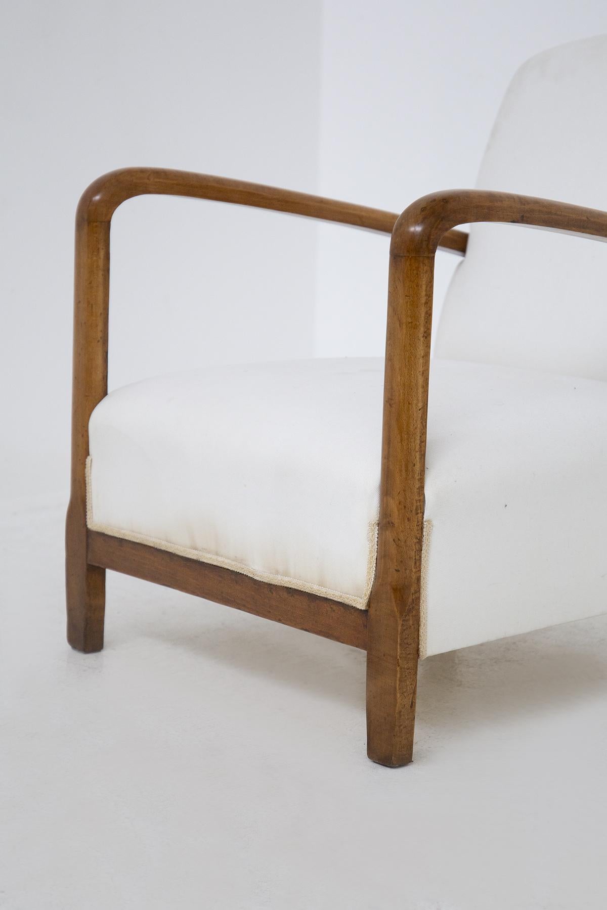 Mid-Century Modern Vintage Armchair in Wood and Cotton by Paolo Buffa