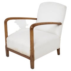 Vintage Armchair in Wood and Cotton by Paolo Buffa