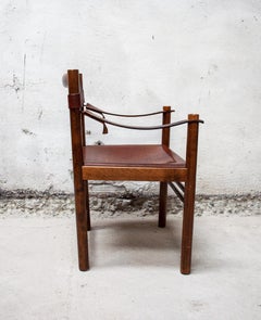 Vintage Armchair in Wood and Leather by Ibisco Chair, Italy, 1960s