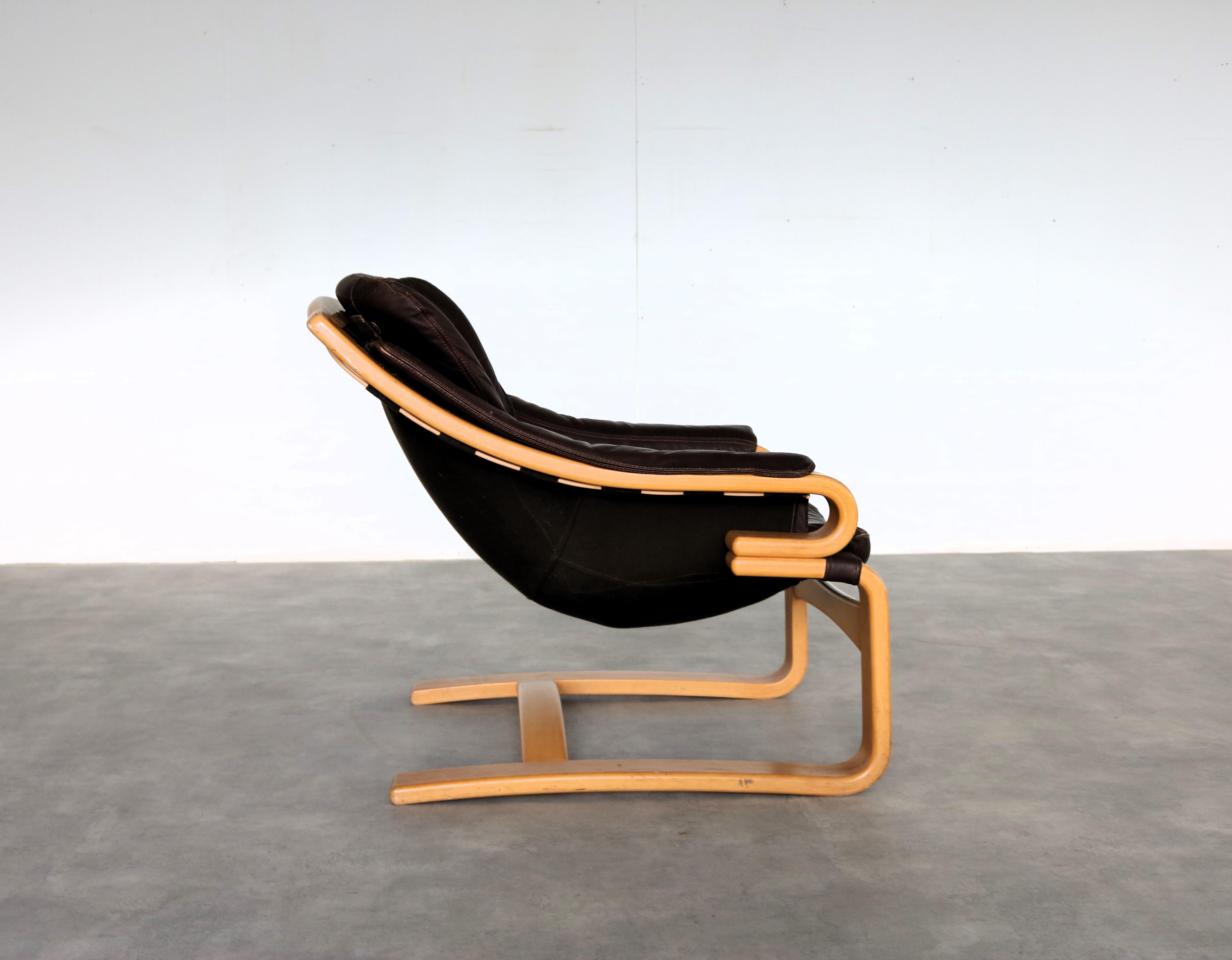 Leather vintage armchair  lounge chair  Svend Skipper  Apollo