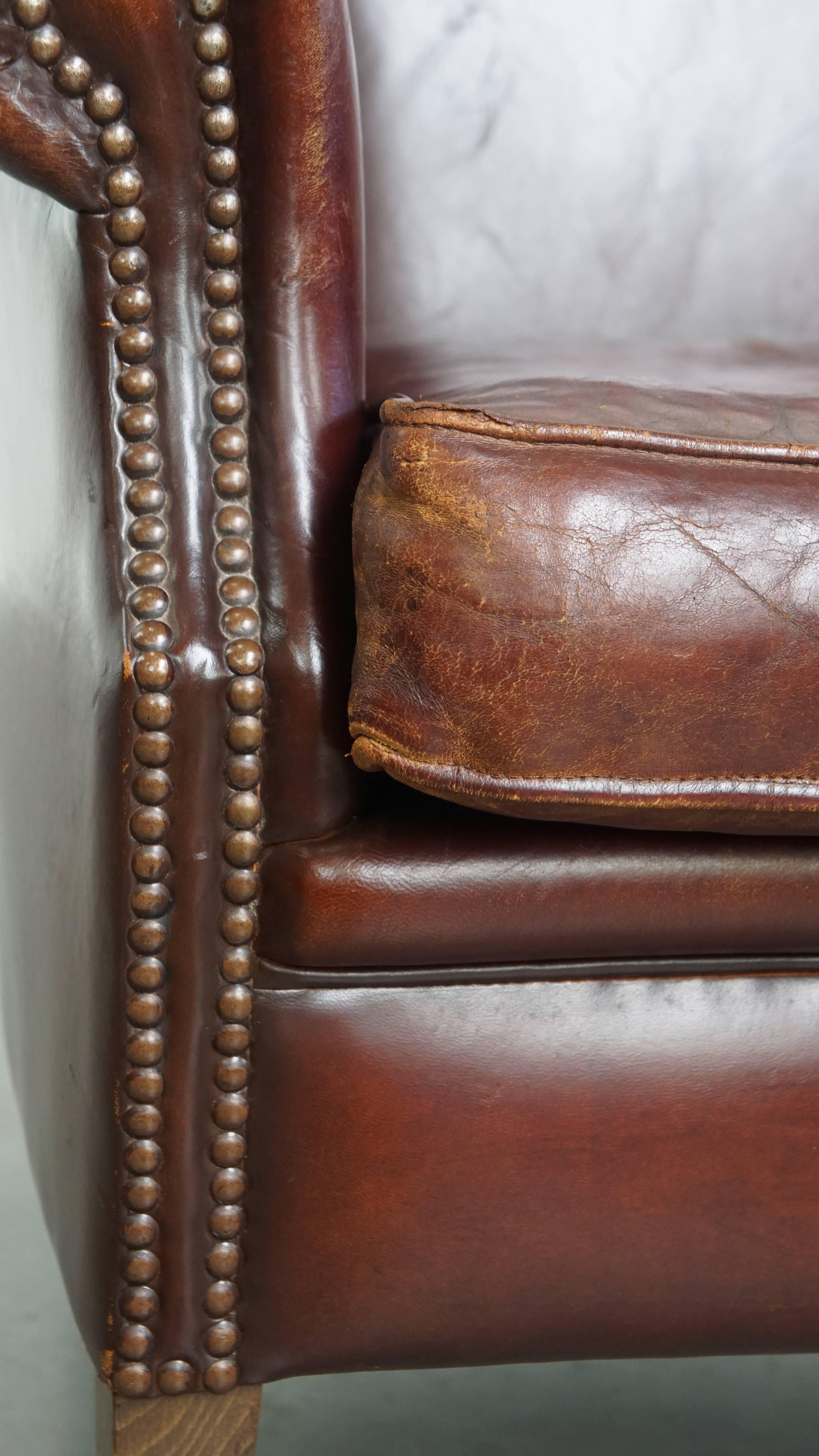 Fauteuil vintage en cuir de mouton en vente 4