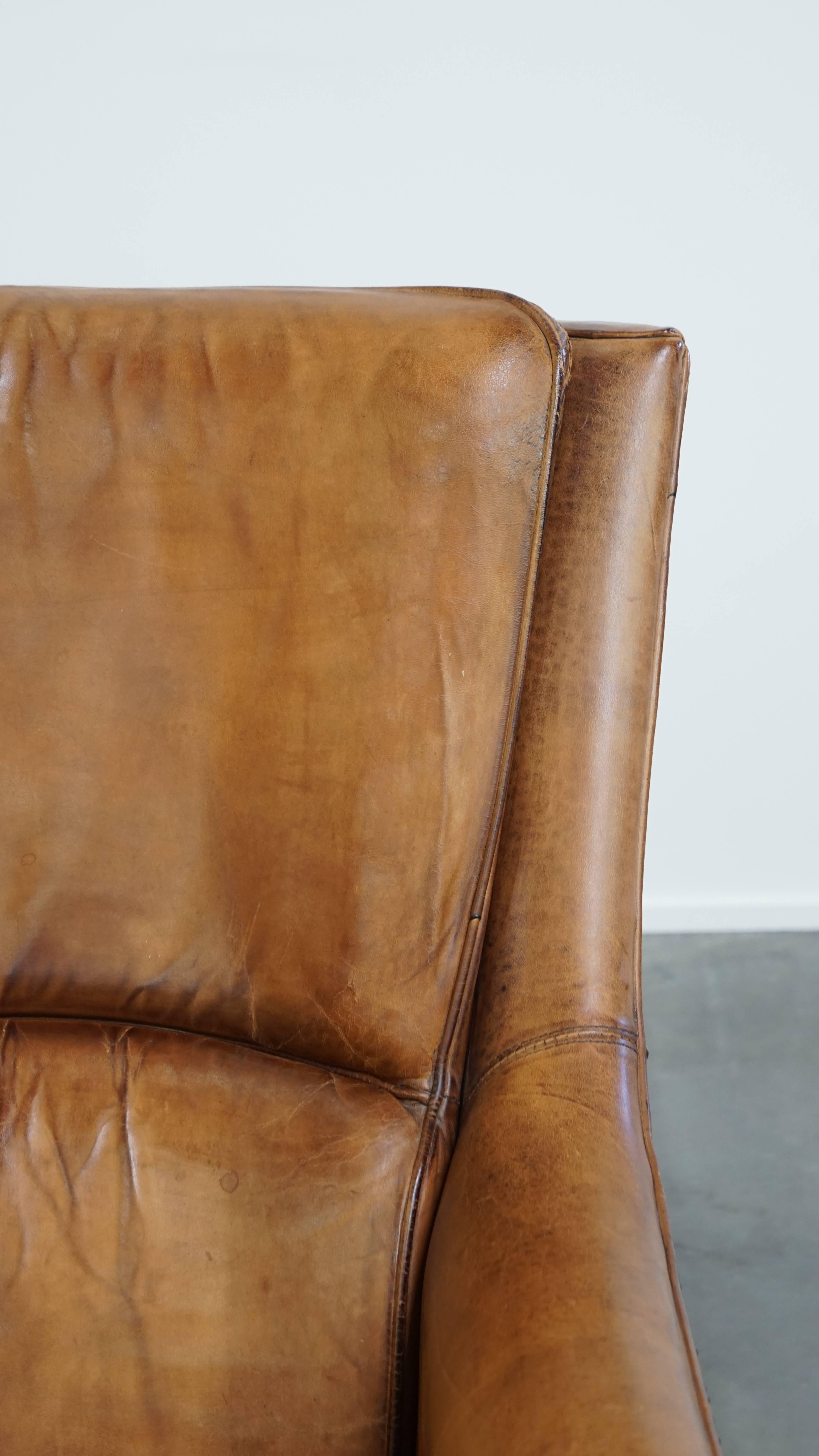 Fauteuil vintage en cuir de mouton en vente 7