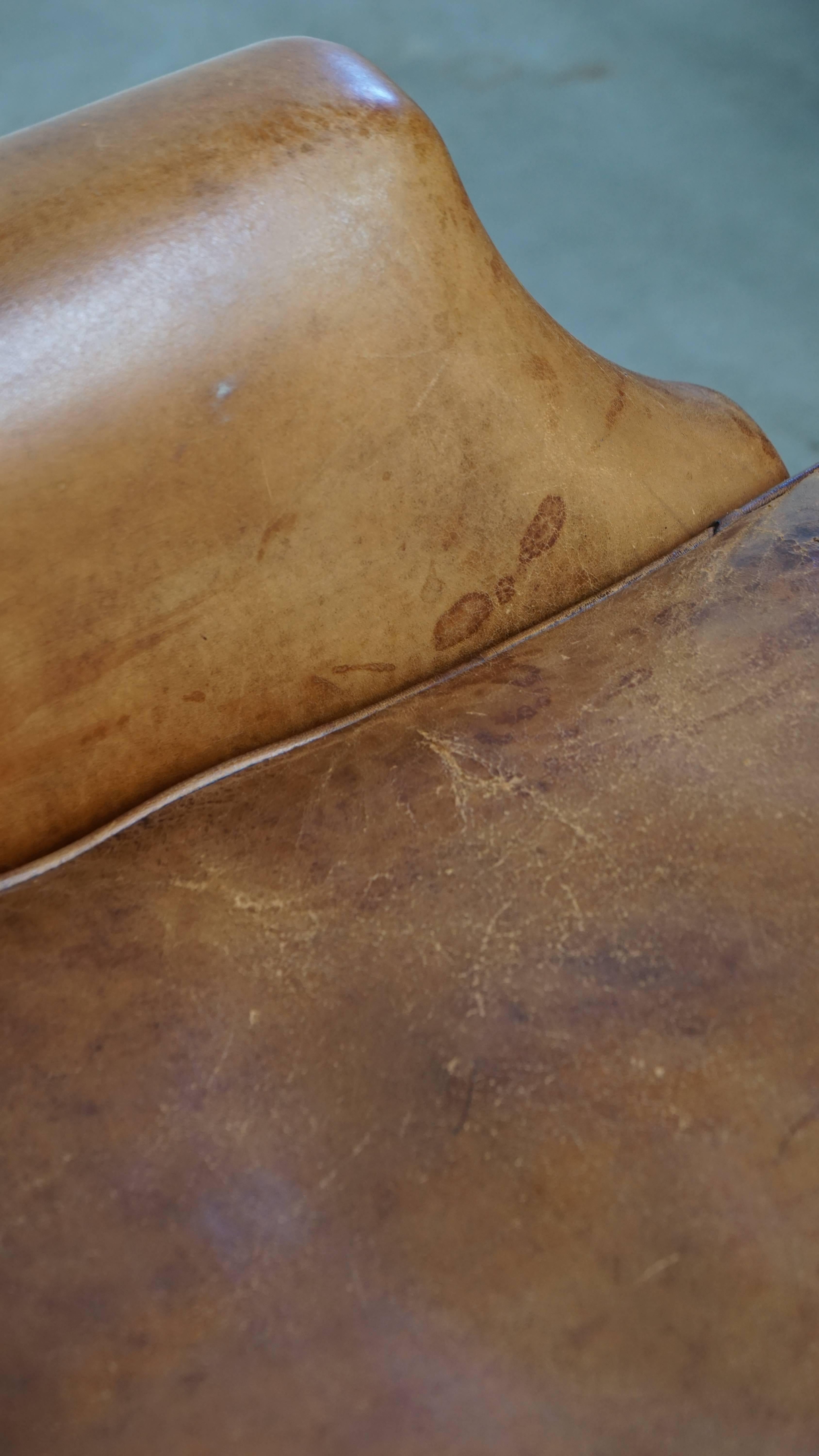 Fauteuil vintage en cuir de mouton en vente 10