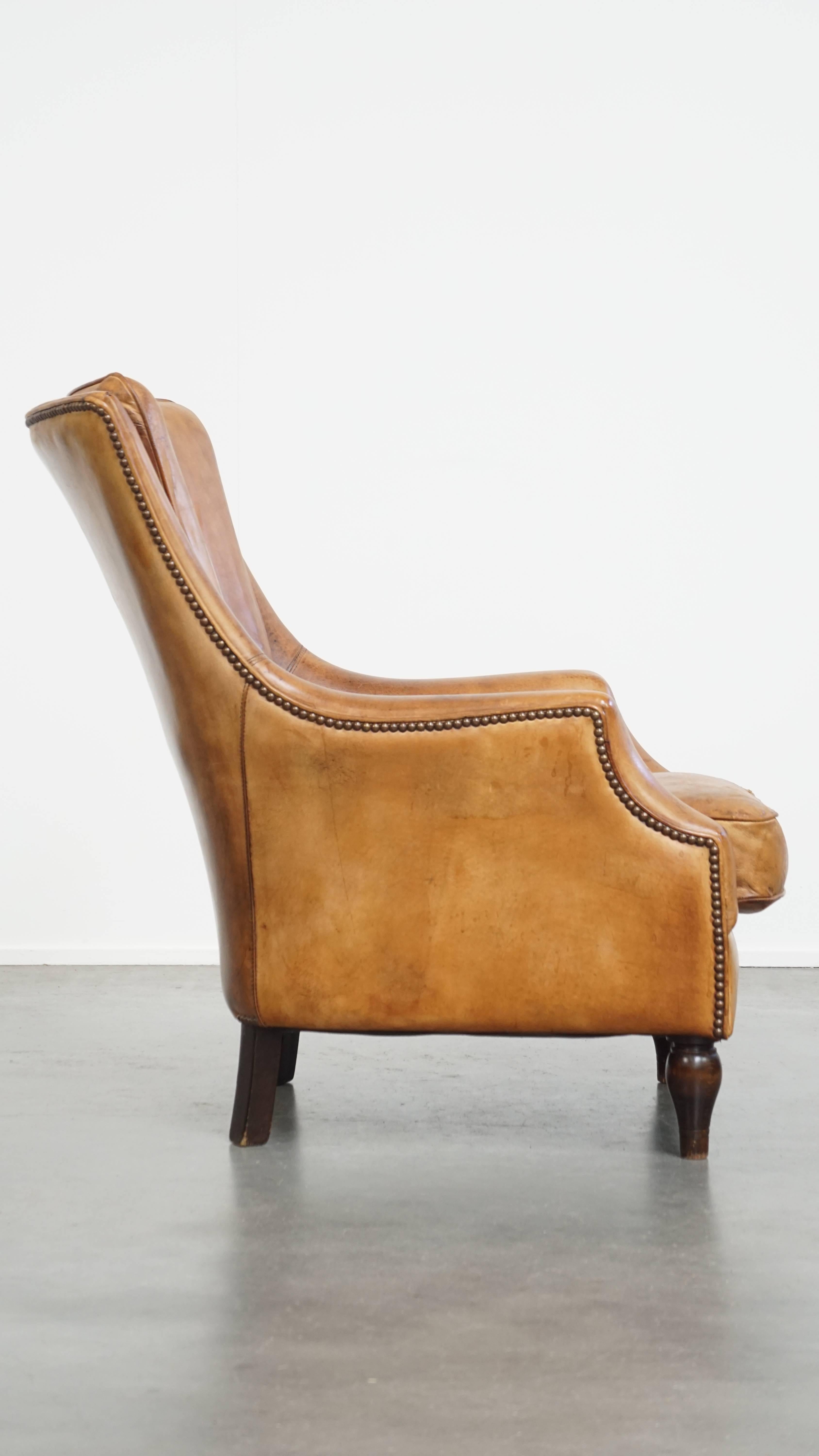 Romain classique Fauteuil vintage en cuir de mouton en vente