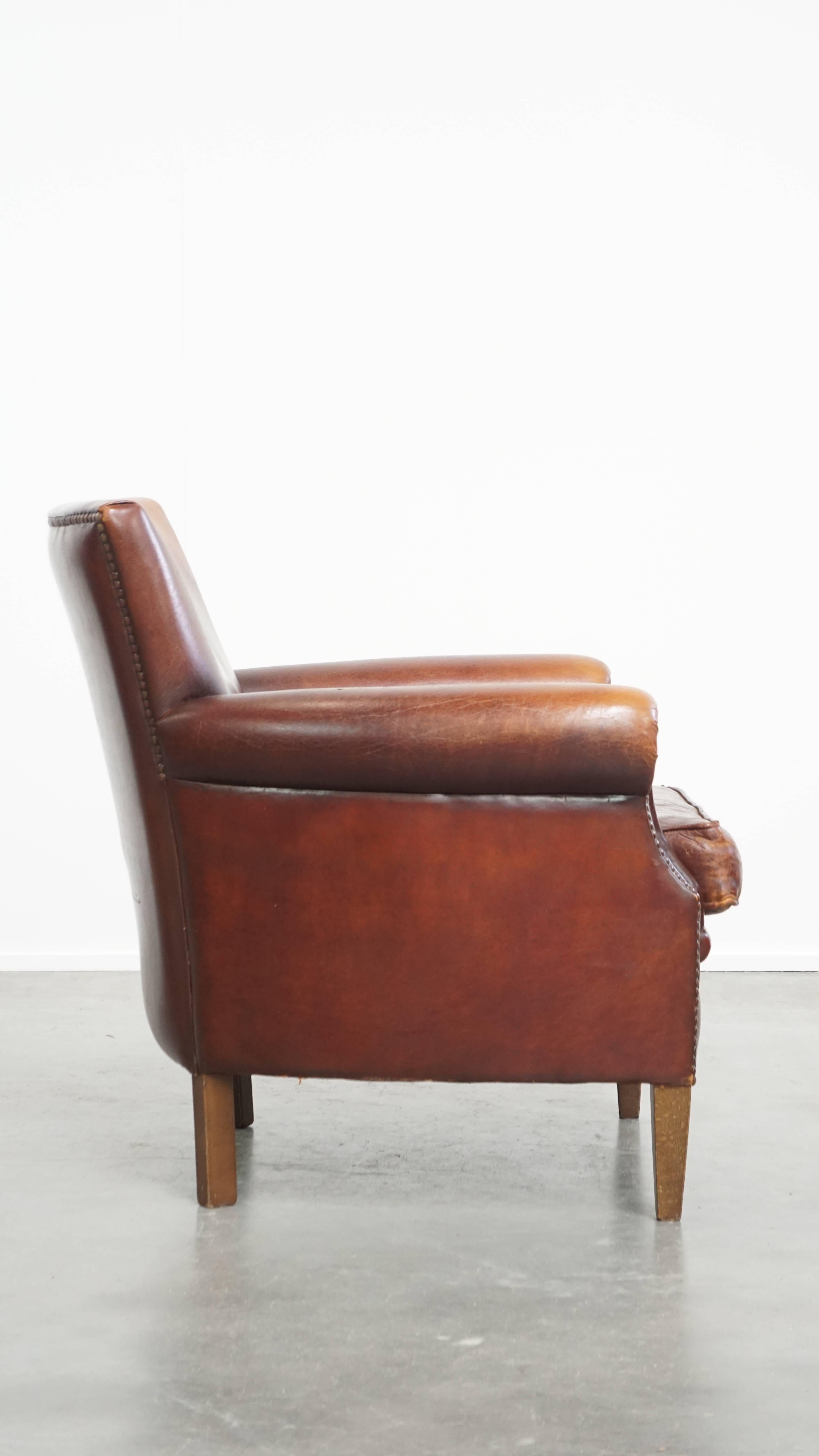 Romain classique Fauteuil vintage en cuir de mouton en vente