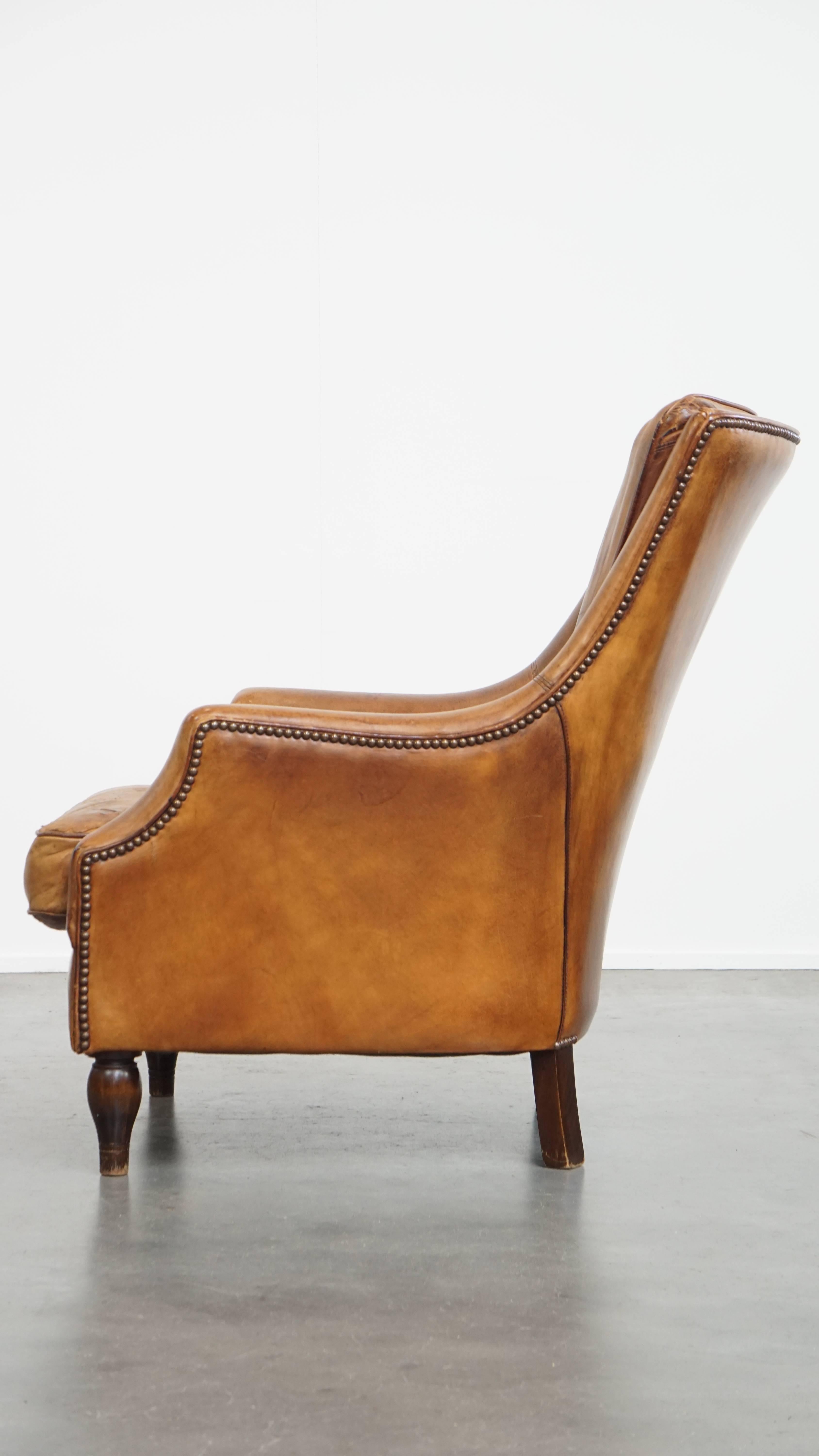 Fauteuil vintage en cuir de mouton Bon état - En vente à Harderwijk, NL