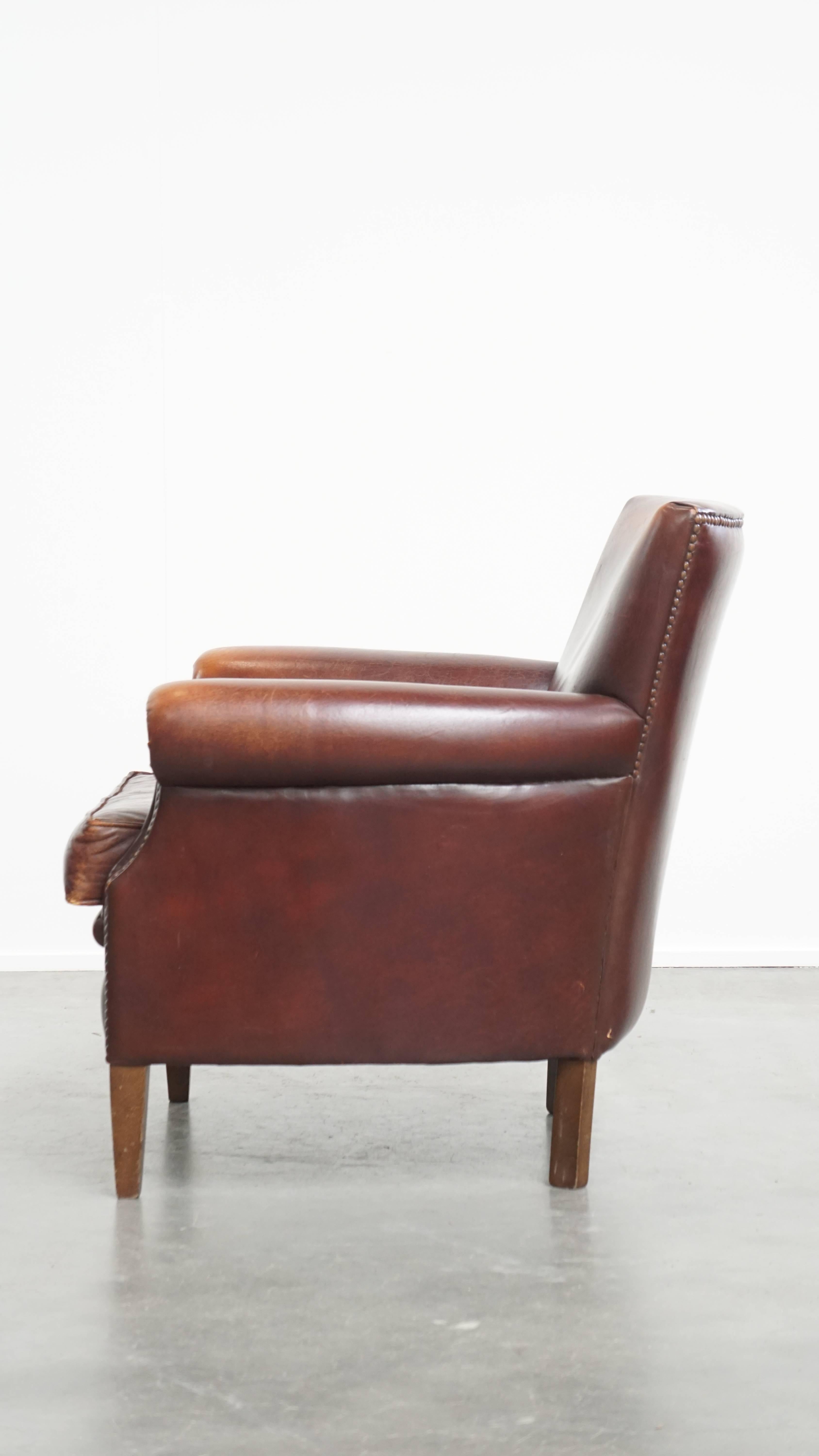 Fauteuil vintage en cuir de mouton État moyen - En vente à Harderwijk, NL