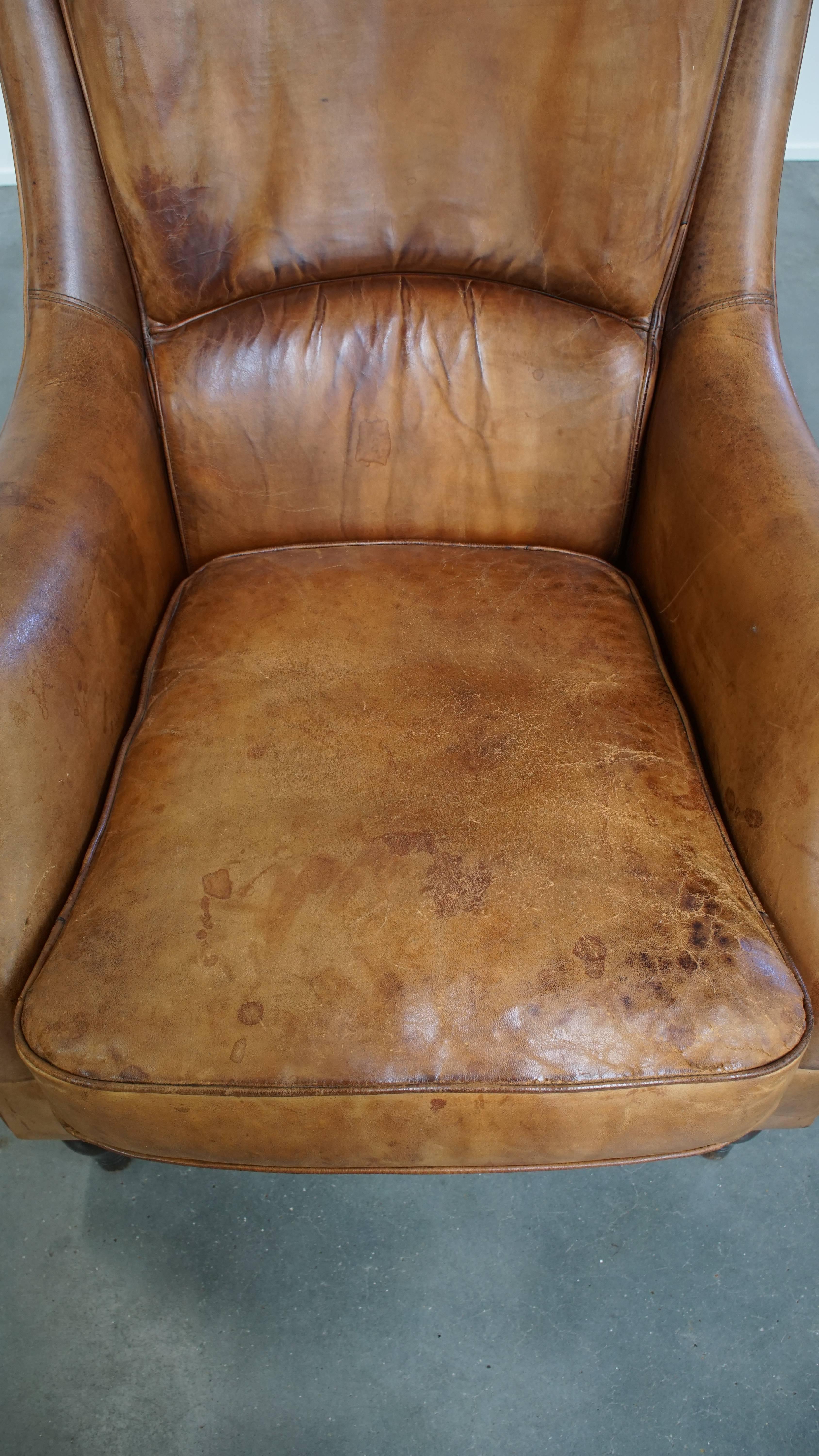 20ième siècle Fauteuil vintage en cuir de mouton en vente
