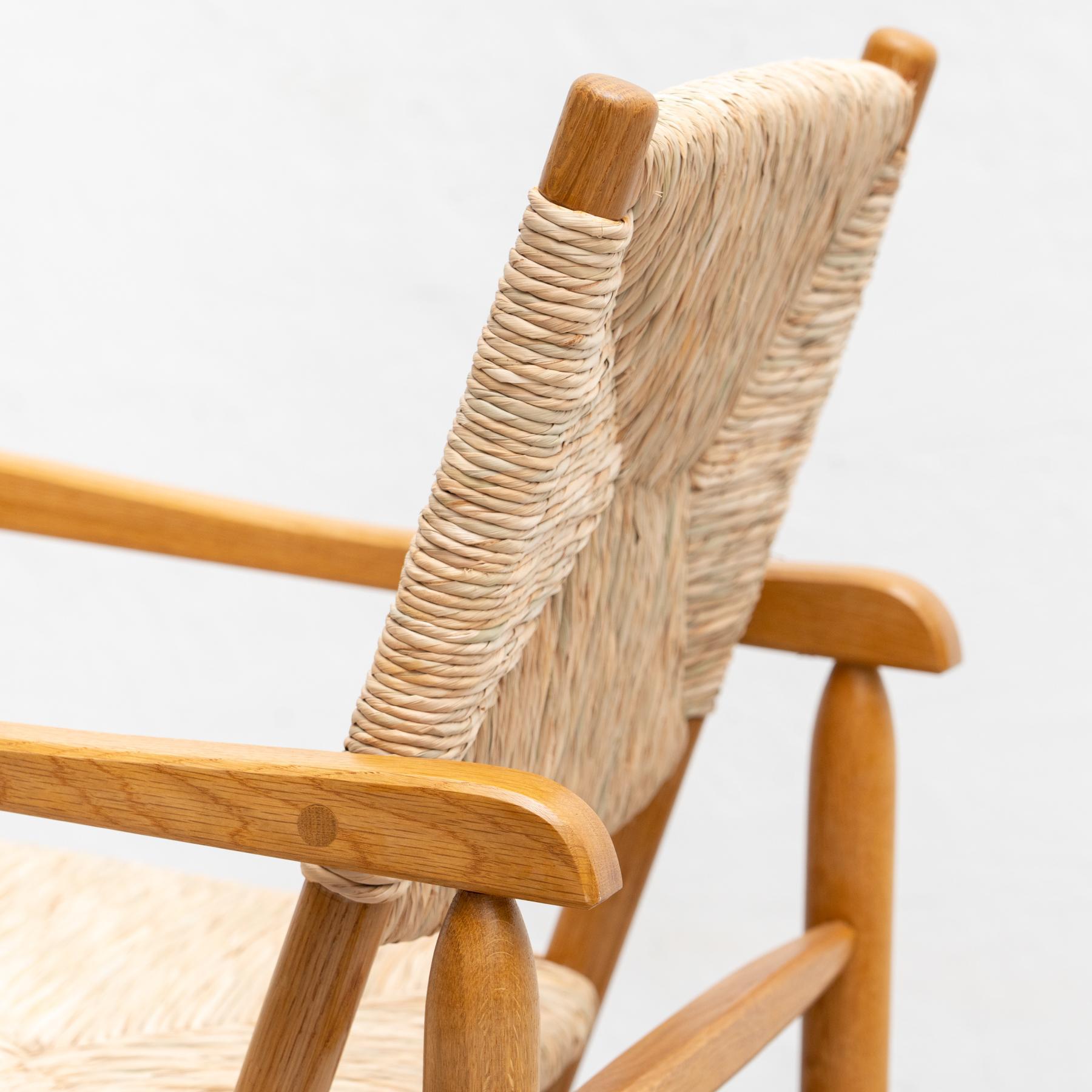 Poltrona vintage - Wood Oak e canna, circa 1980, artigianato senza tempo in vendita 3