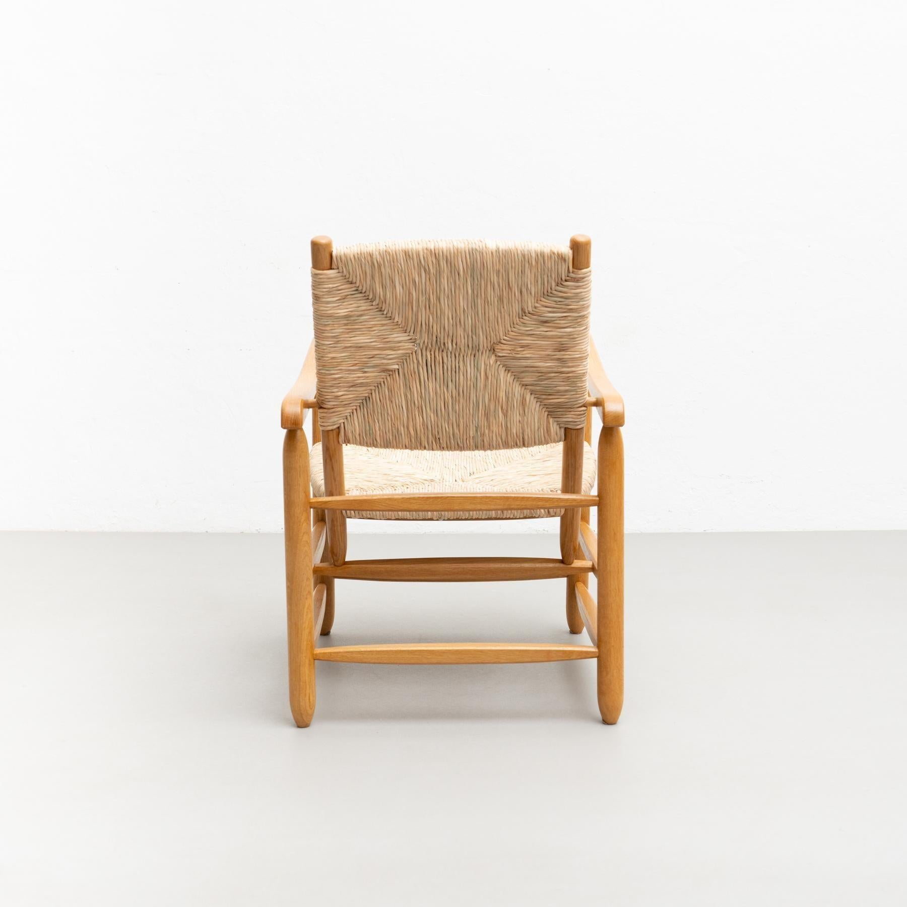 Spagnolo Poltrona vintage - Wood Oak e canna, circa 1980, artigianato senza tempo in vendita