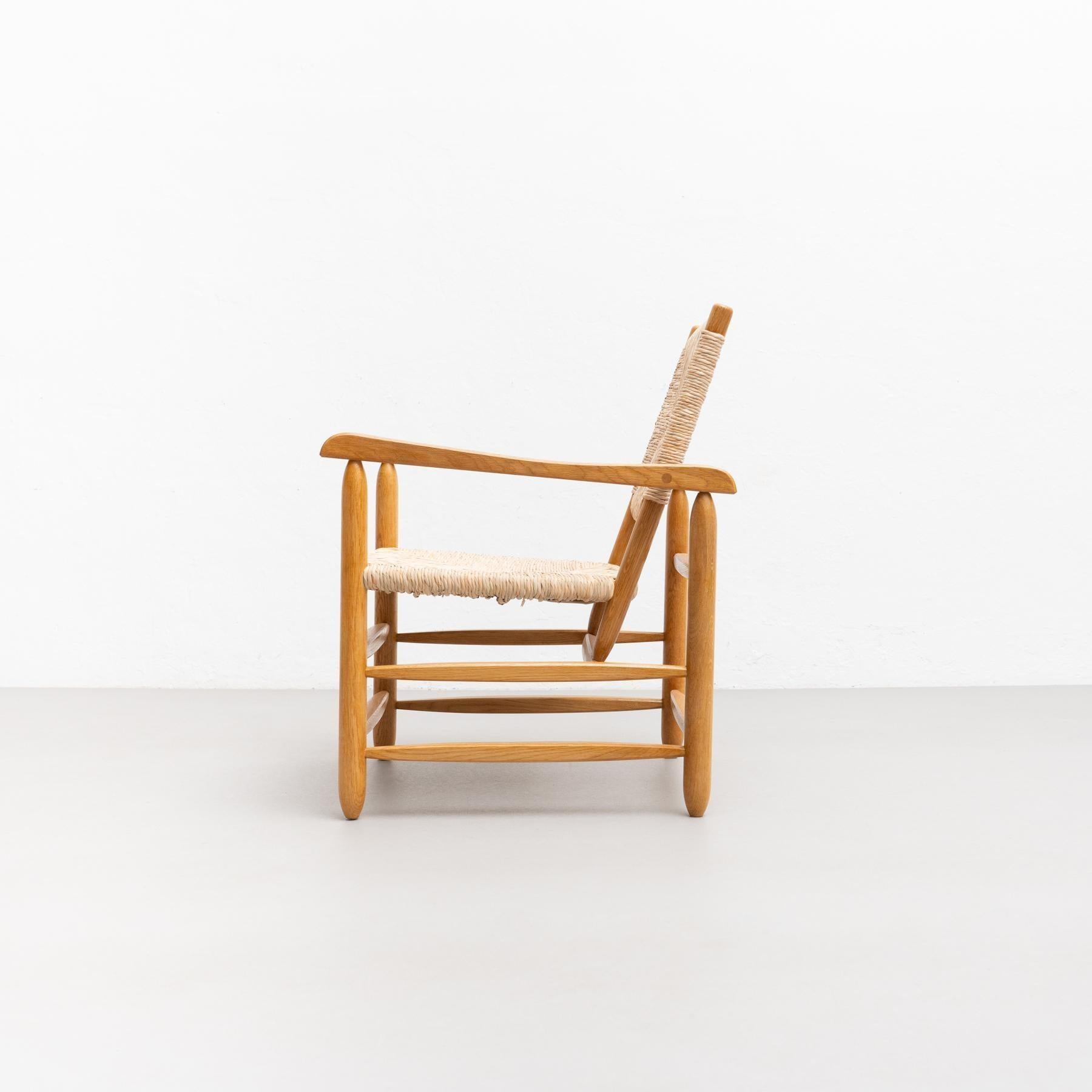 Poltrona vintage - Wood Oak e canna, circa 1980, artigianato senza tempo In condizioni buone in vendita a Barcelona, ES
