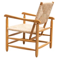 Vintage Armchair – Oak Wood & Cane, Circa 1980, Timeless Craftsmanship