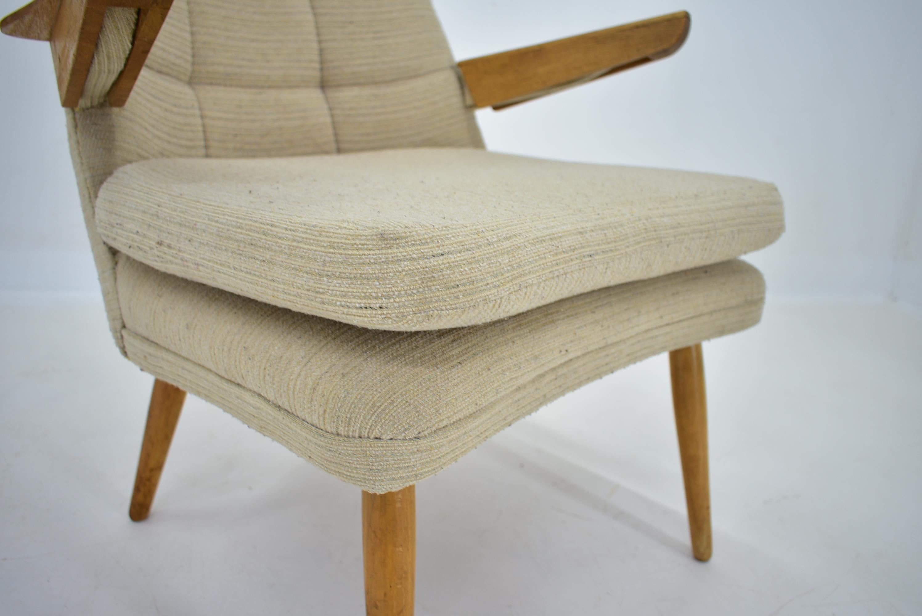 Vintage Armchair or Lounge Chair, Czechoslovakia, 1950s For Sale 11