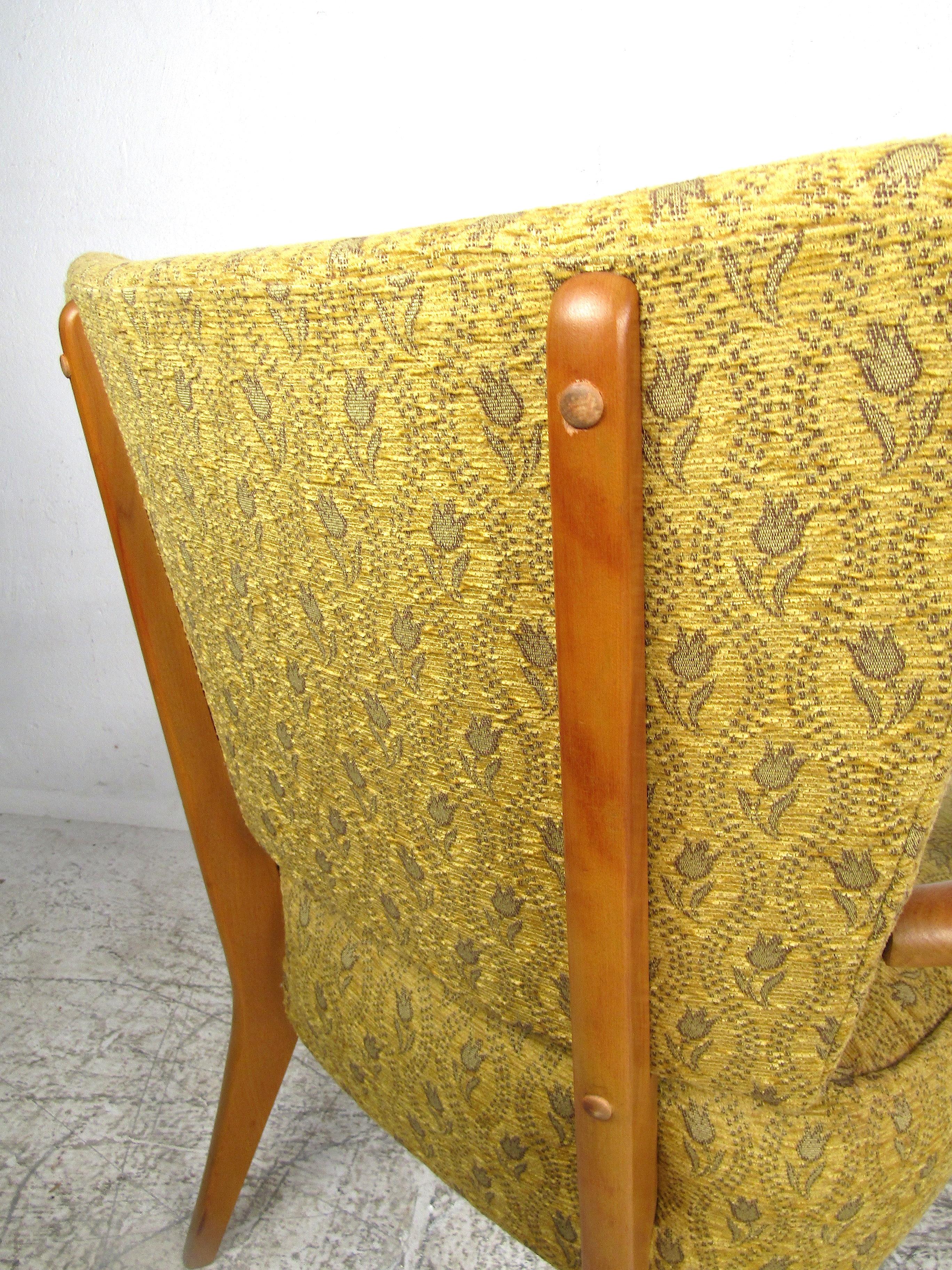 Vintage Armchair with a Floral Pattern Upholstery 6
