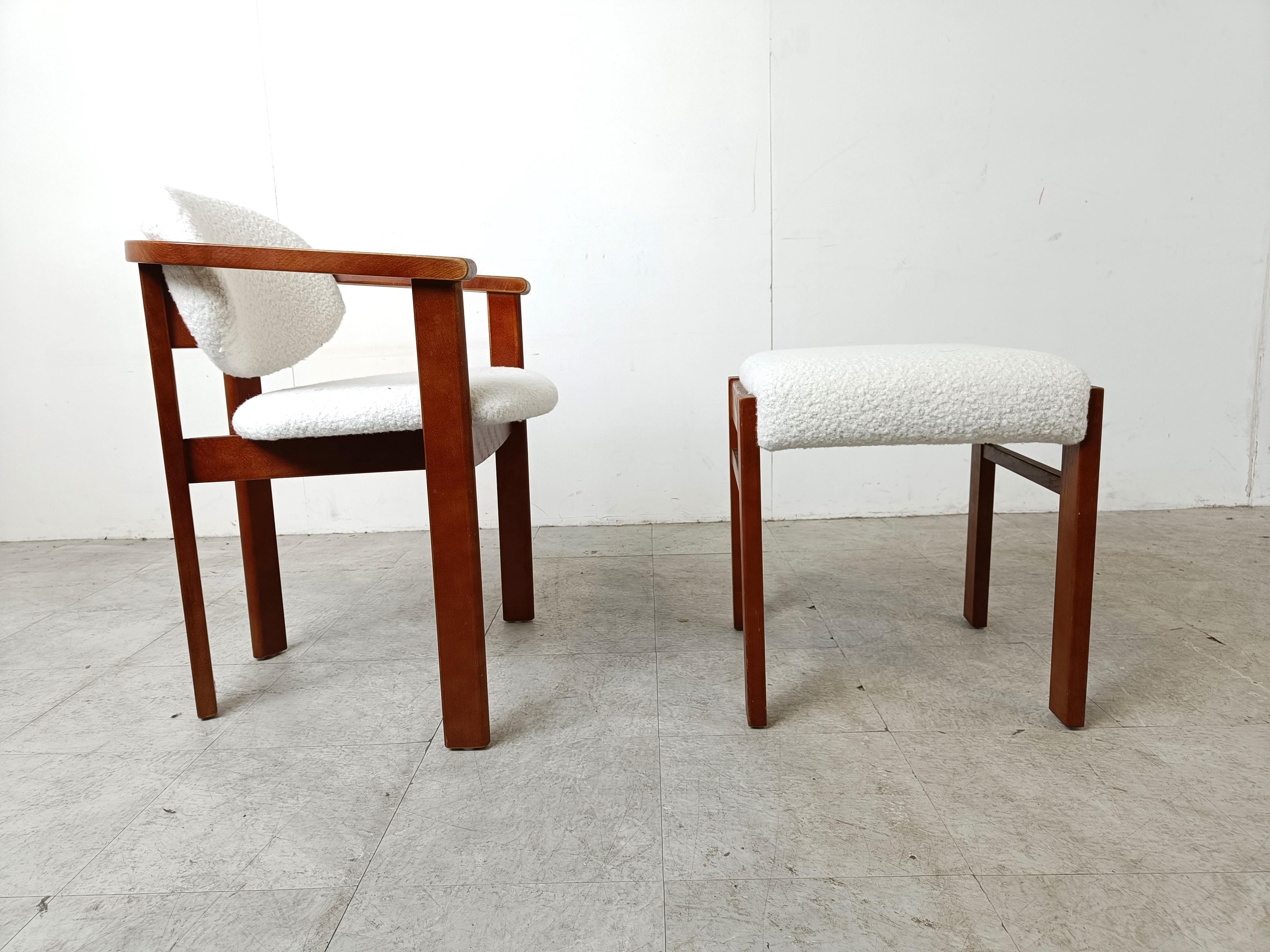 Sillón vintage con reposapiés, años 60 Lana en venta