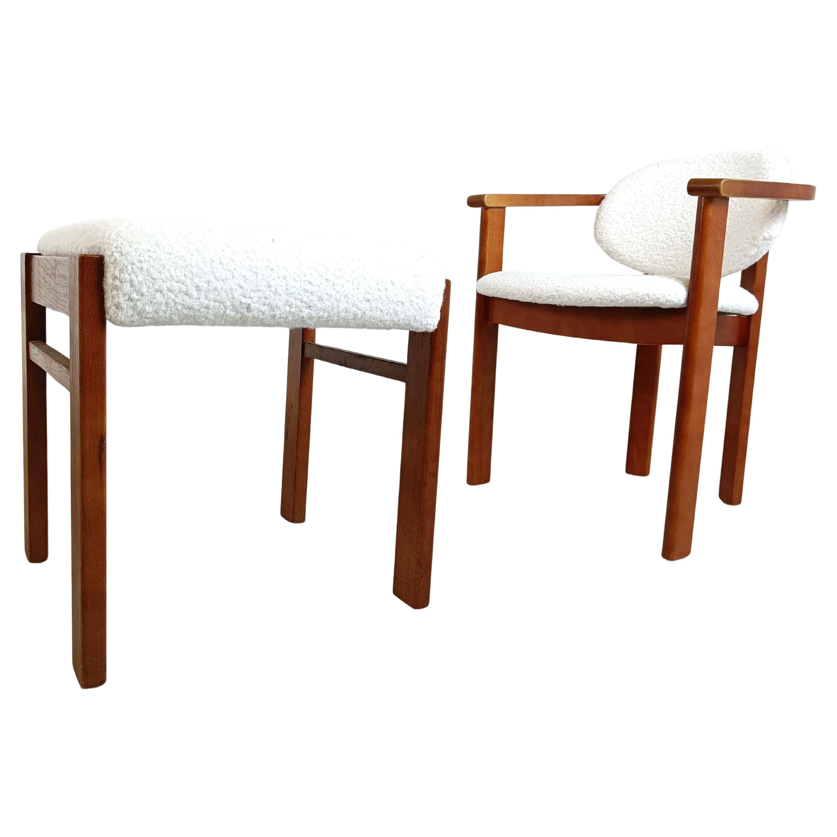 Vintage armchair with footstool, 1960s