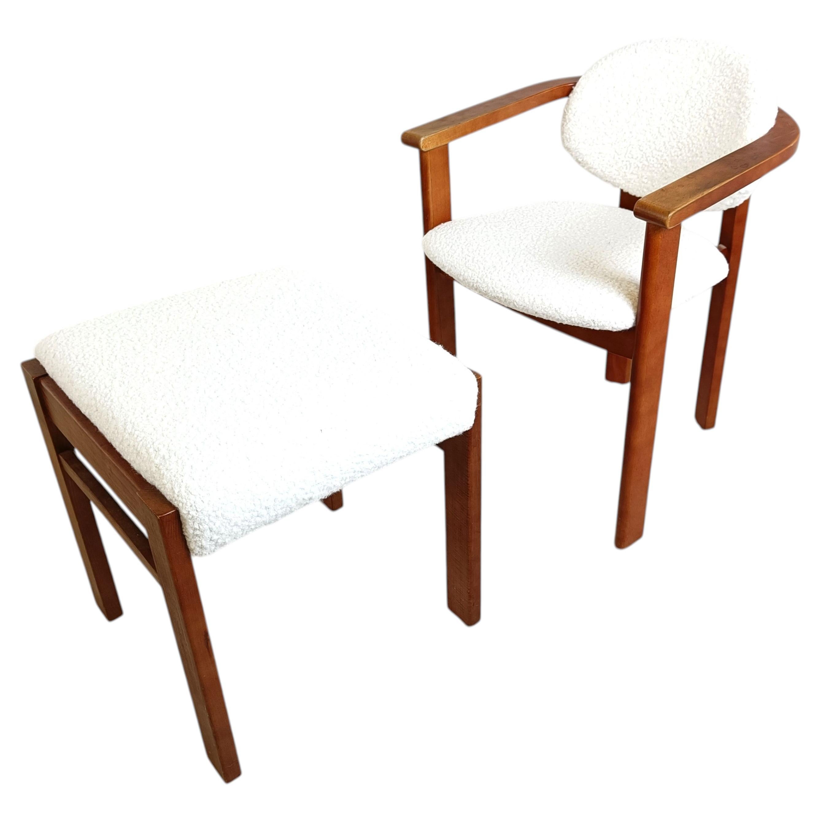 Vintage armchair with footstool, 1960s For Sale