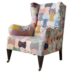 Vintage Armchair with Multicoloured Patchwork Upholstery, England, 20th Century
