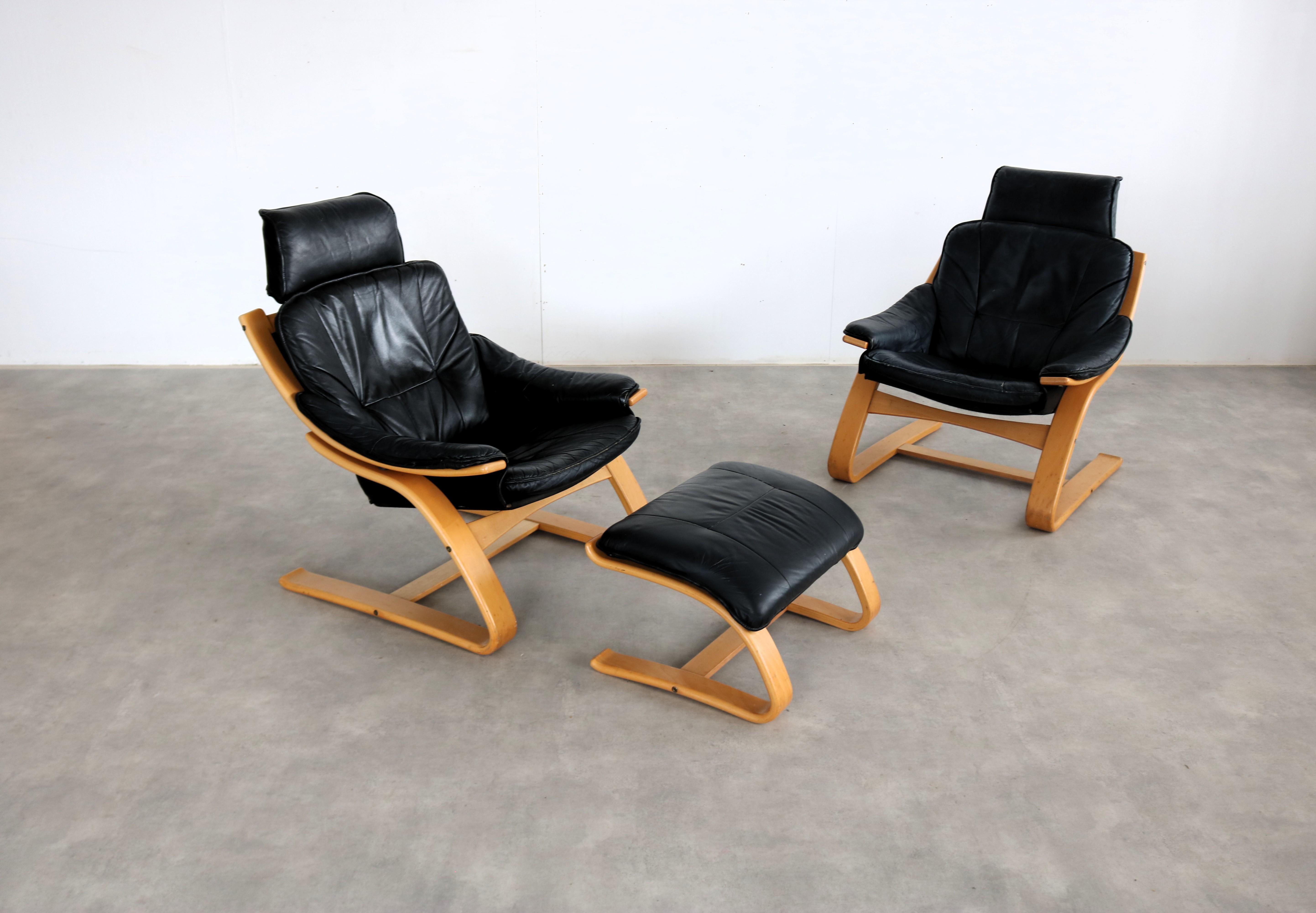 Sillón vintage con otomana  butaca  1970s  Sueco en venta 6