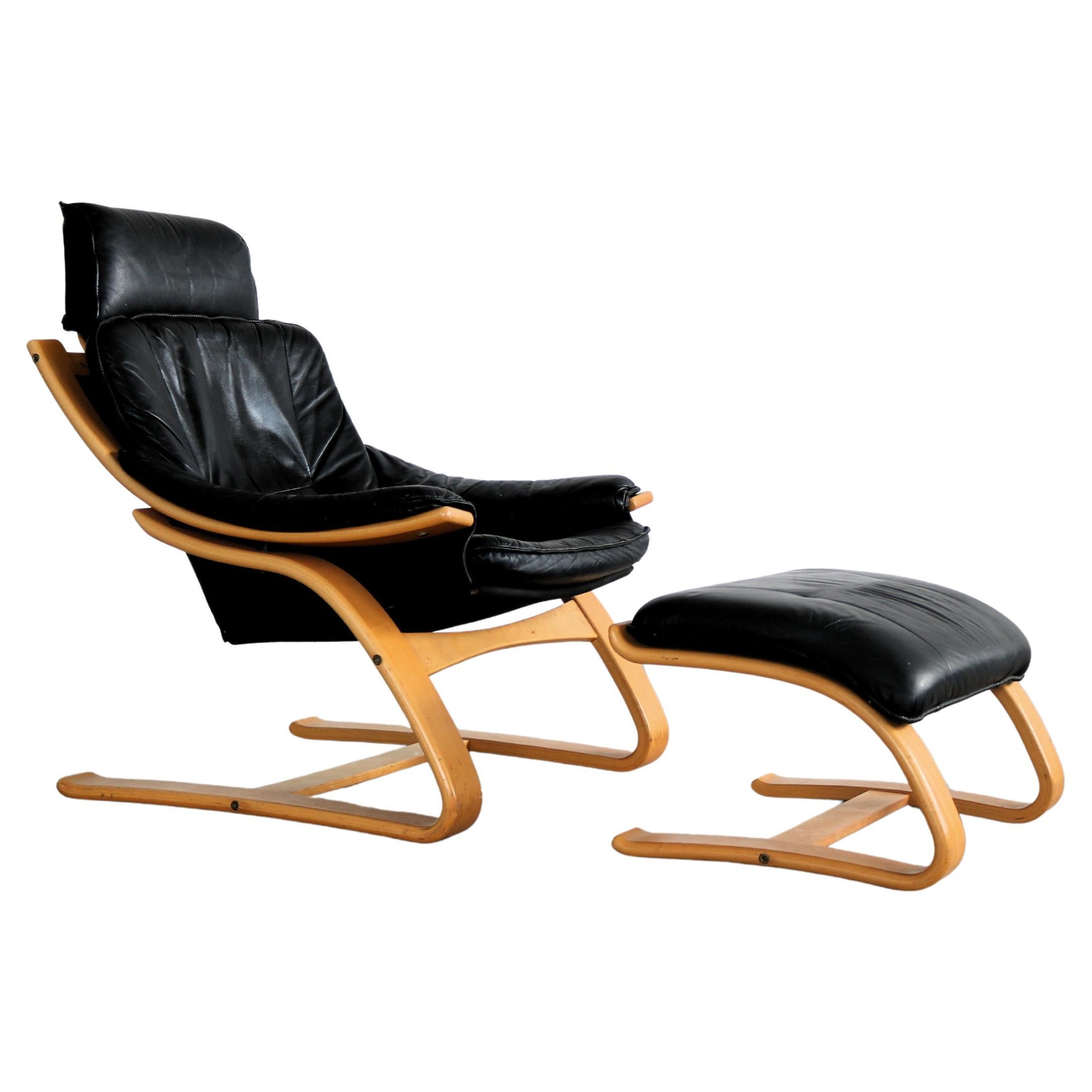 Sillón vintage con otomana  butaca  1970s  Sueco
