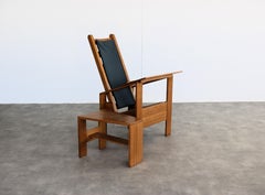 Wim Mulder Vintage Sessel & Beistelltisch, Eiche & Rattan, 1980er