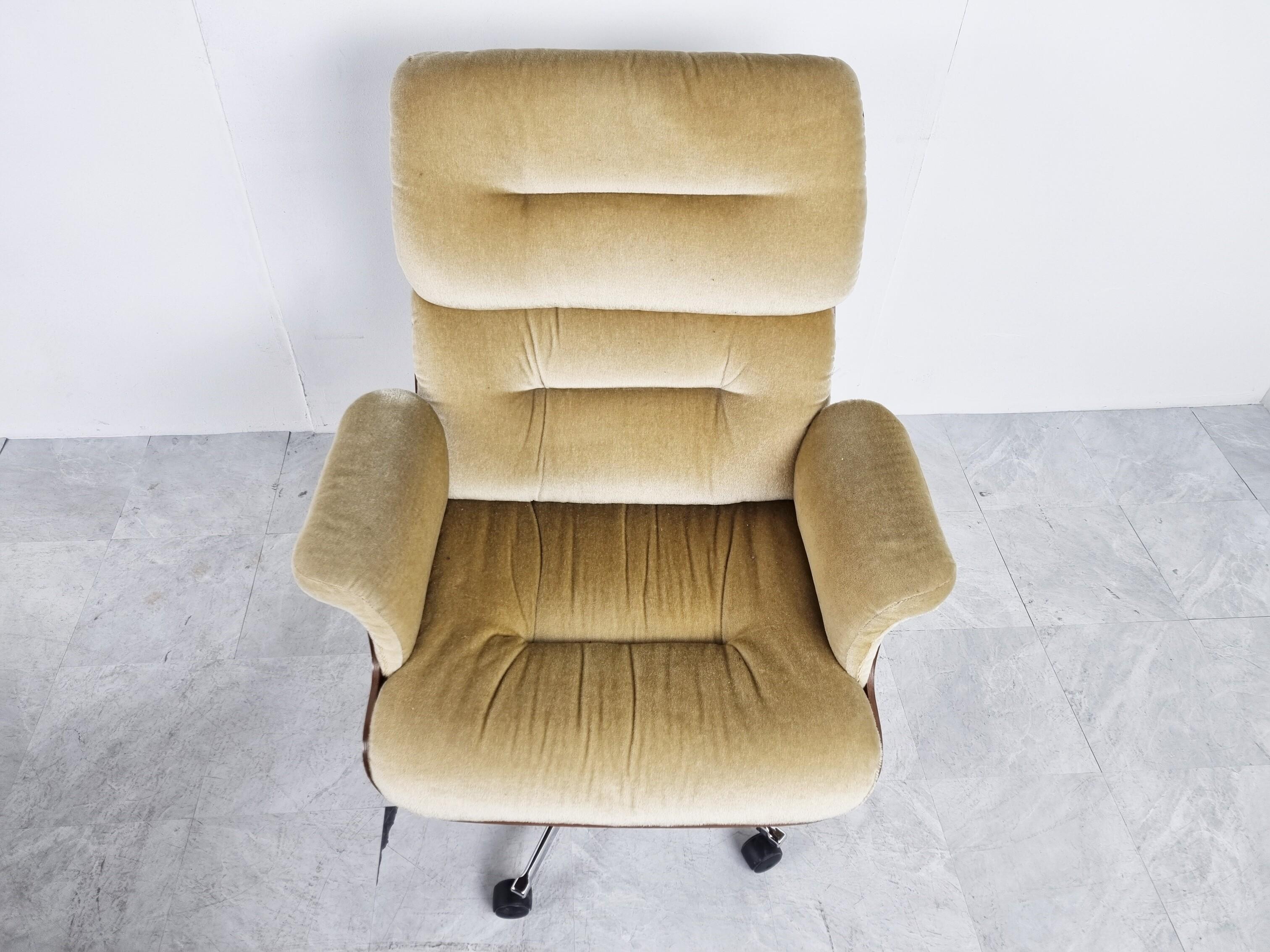 Fabric Vintage Armchair with Stool by Martin Stoll for Giroflex, 1960s