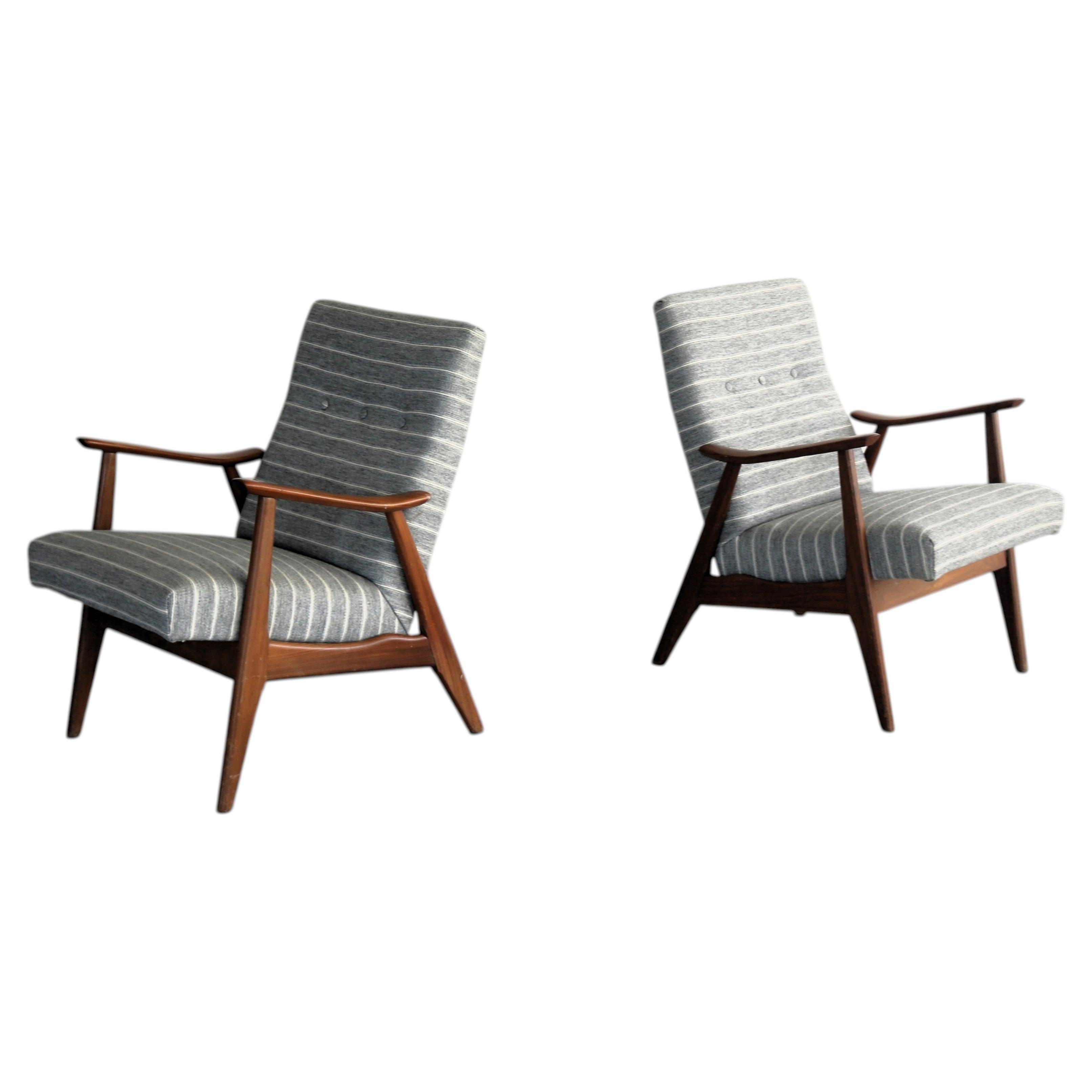 Fauteuils en teck rembourrés Vintage des années 1960, Pays-Bas