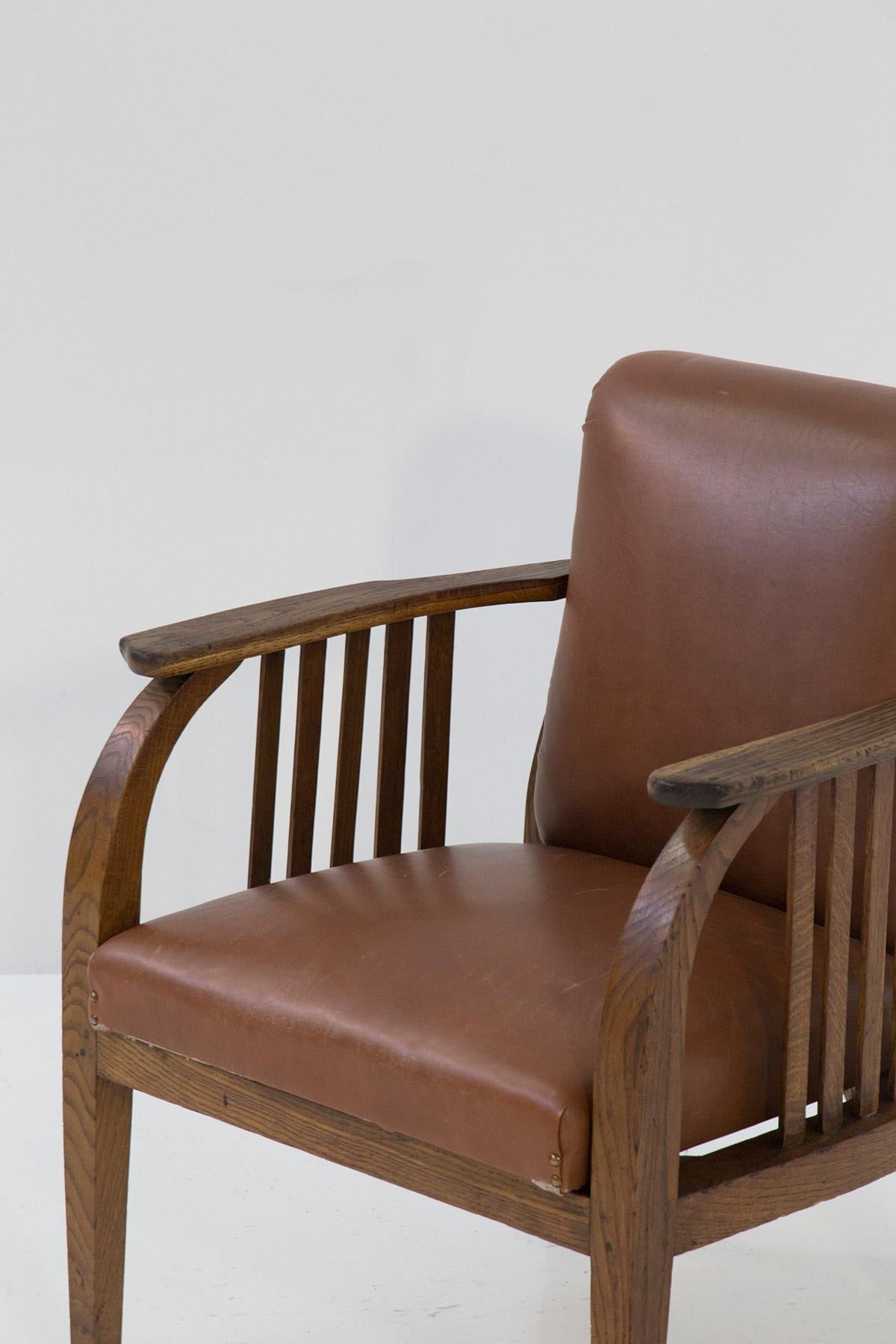 Vintage Armchairs  Attr. Jocob & Josef Kohn in leathers In Good Condition For Sale In Milano, IT