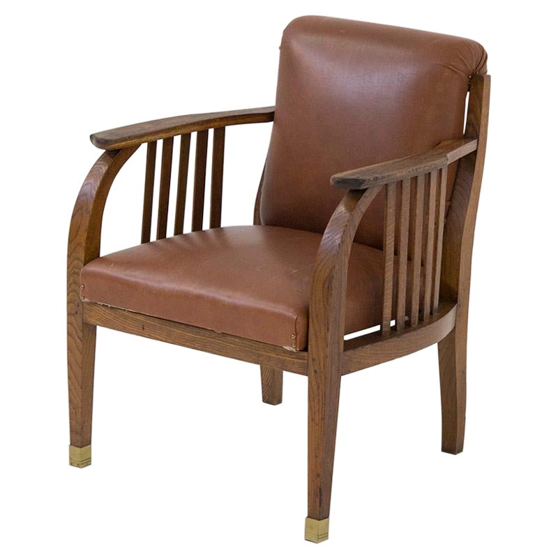 Vintage Armchairs  Attr. Jocob & Josef Kohn in leathers For Sale