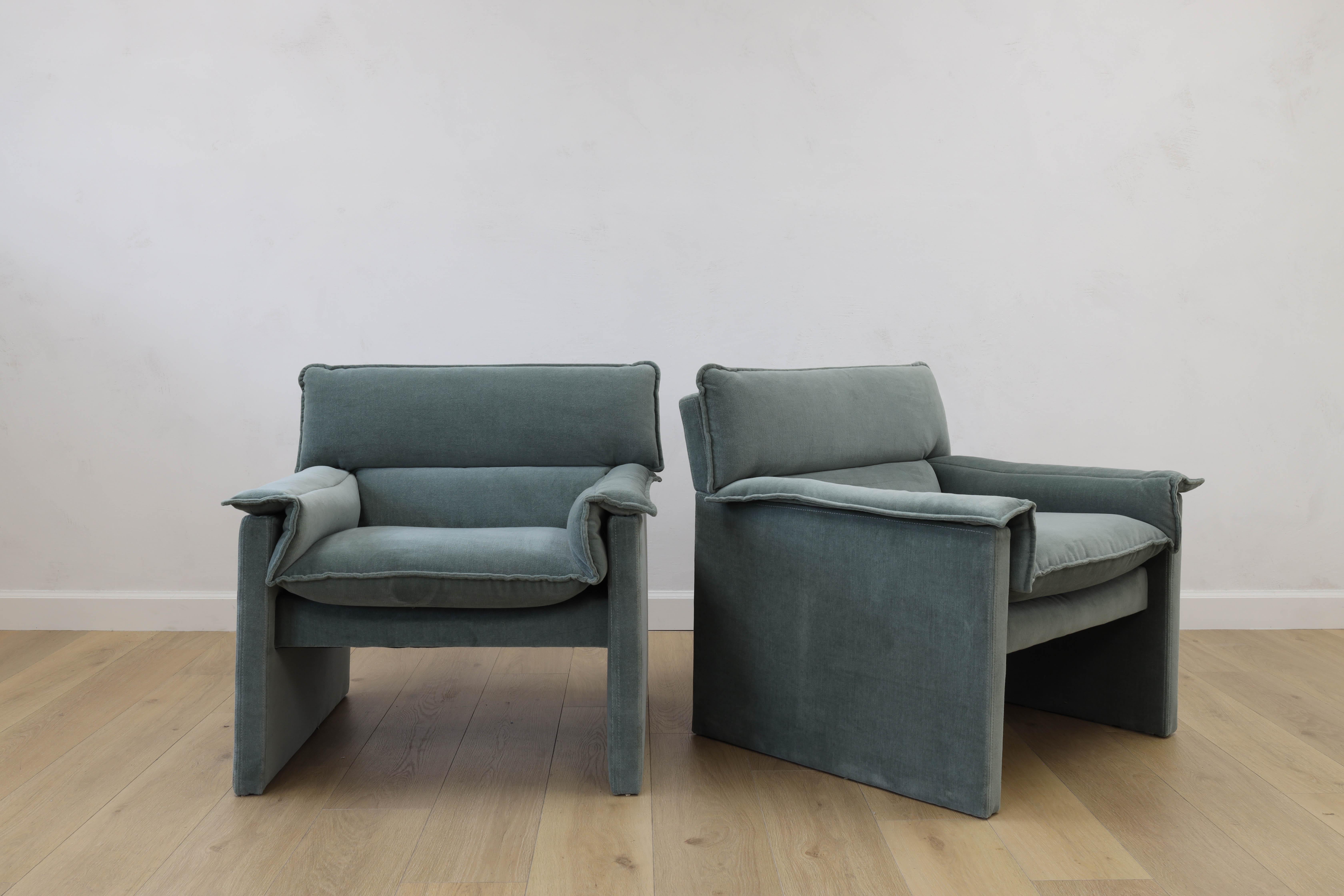 Post-Modern Vintage Armchairs by Preview Furniture, velvet upholstery For Sale