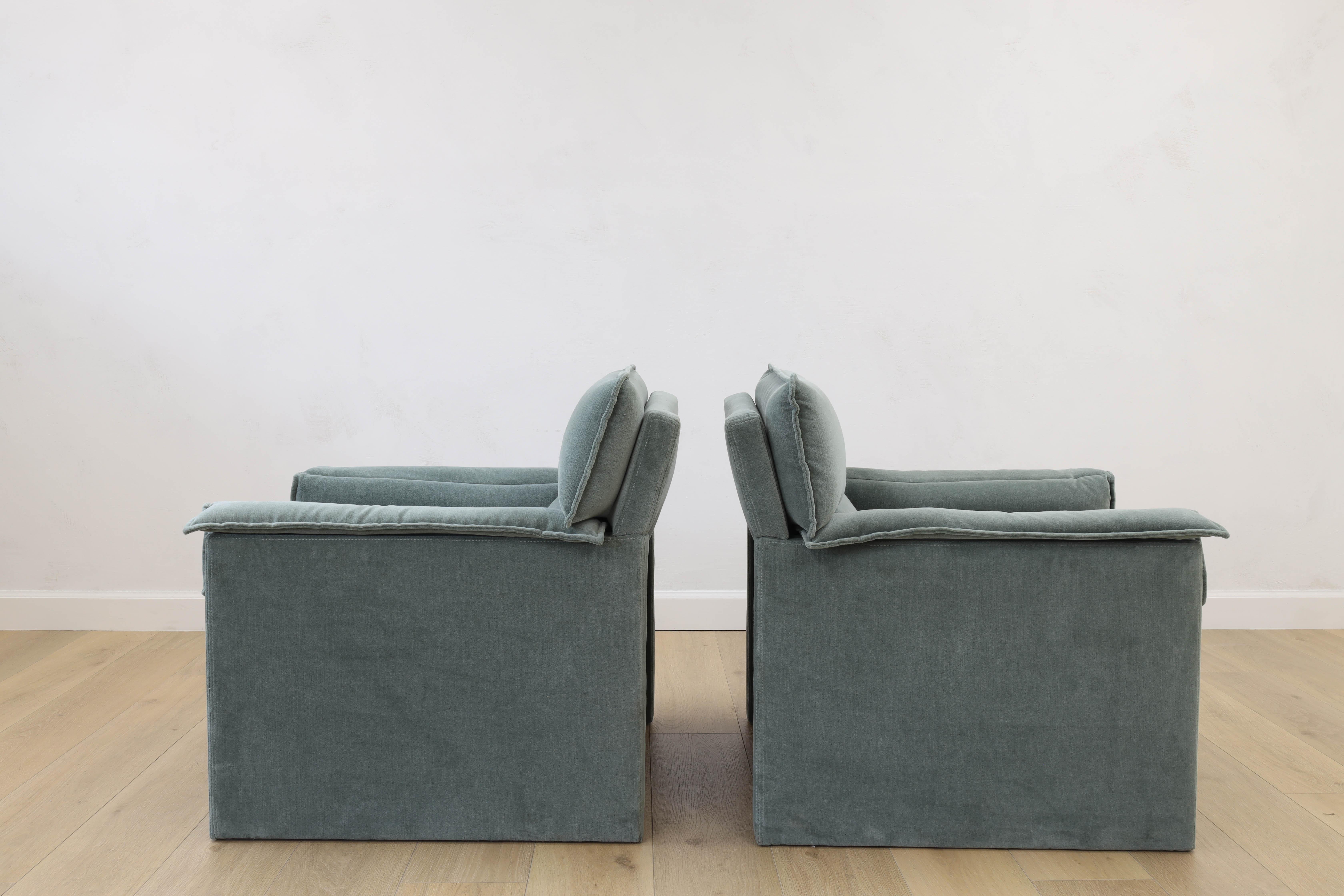 20th Century Vintage Armchairs by Preview Furniture, velvet upholstery For Sale