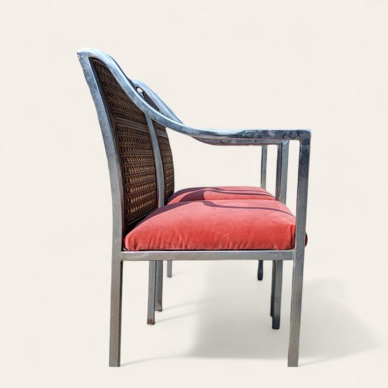 Fine XX secolo Poltrone vintage, cromo, rattan, schienale a canne, metà secolo, MCM, cucina, sala da pranzo in vendita