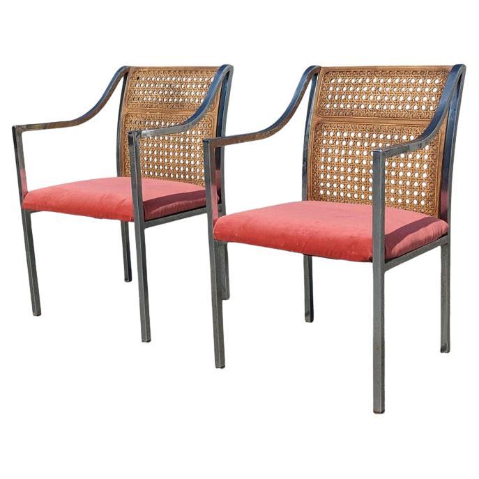 Vintage-Sessel, Chrom, Rattan, Rohrrückenlehne, Mid-Century, MCM, Küche, Esszimmer