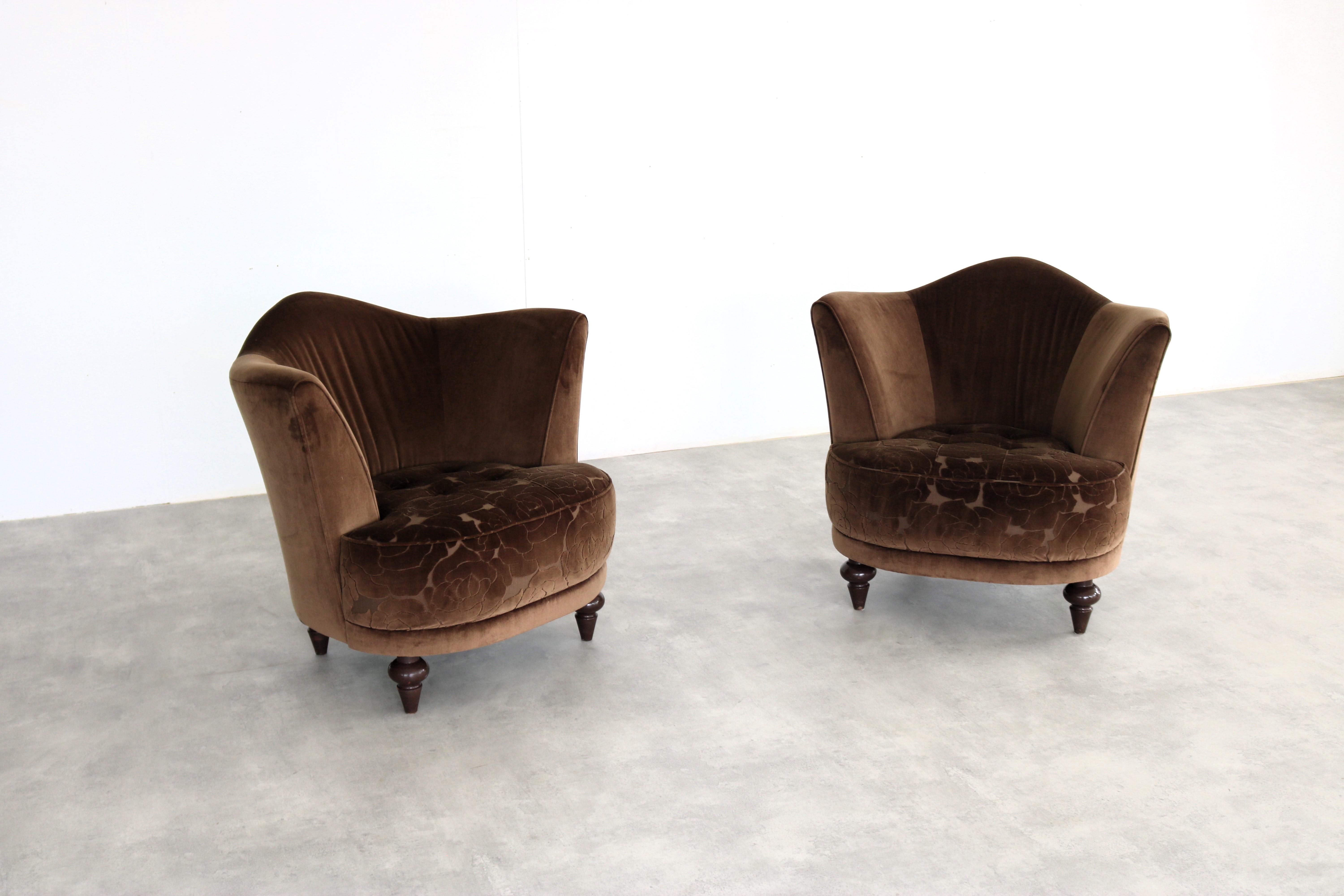 vintage armchairs  club chairs  60's In Good Condition In GRONINGEN, NL