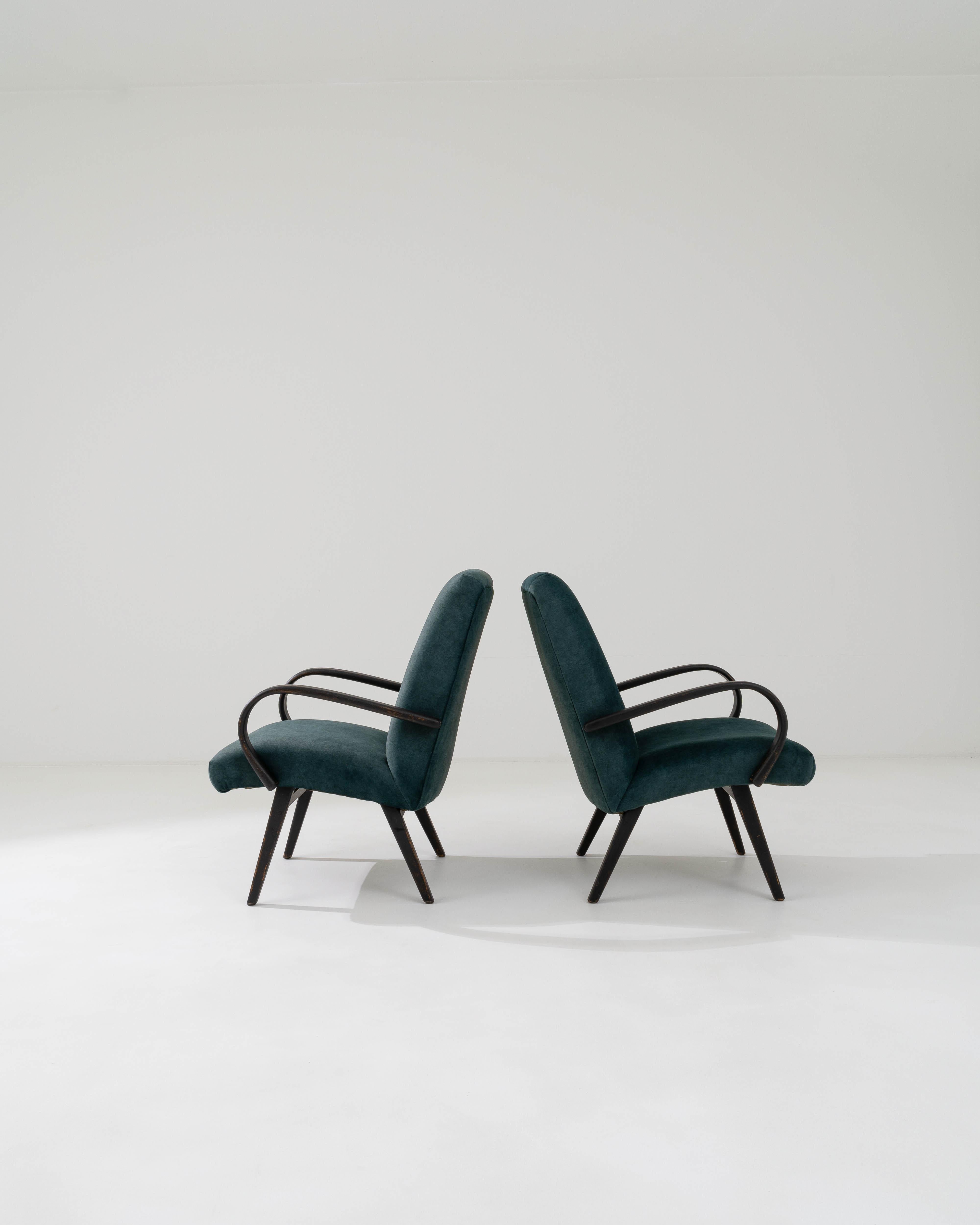 Mid-Century Modern Vintage Armchairs Designed by J. Halabala, A Pair For Sale