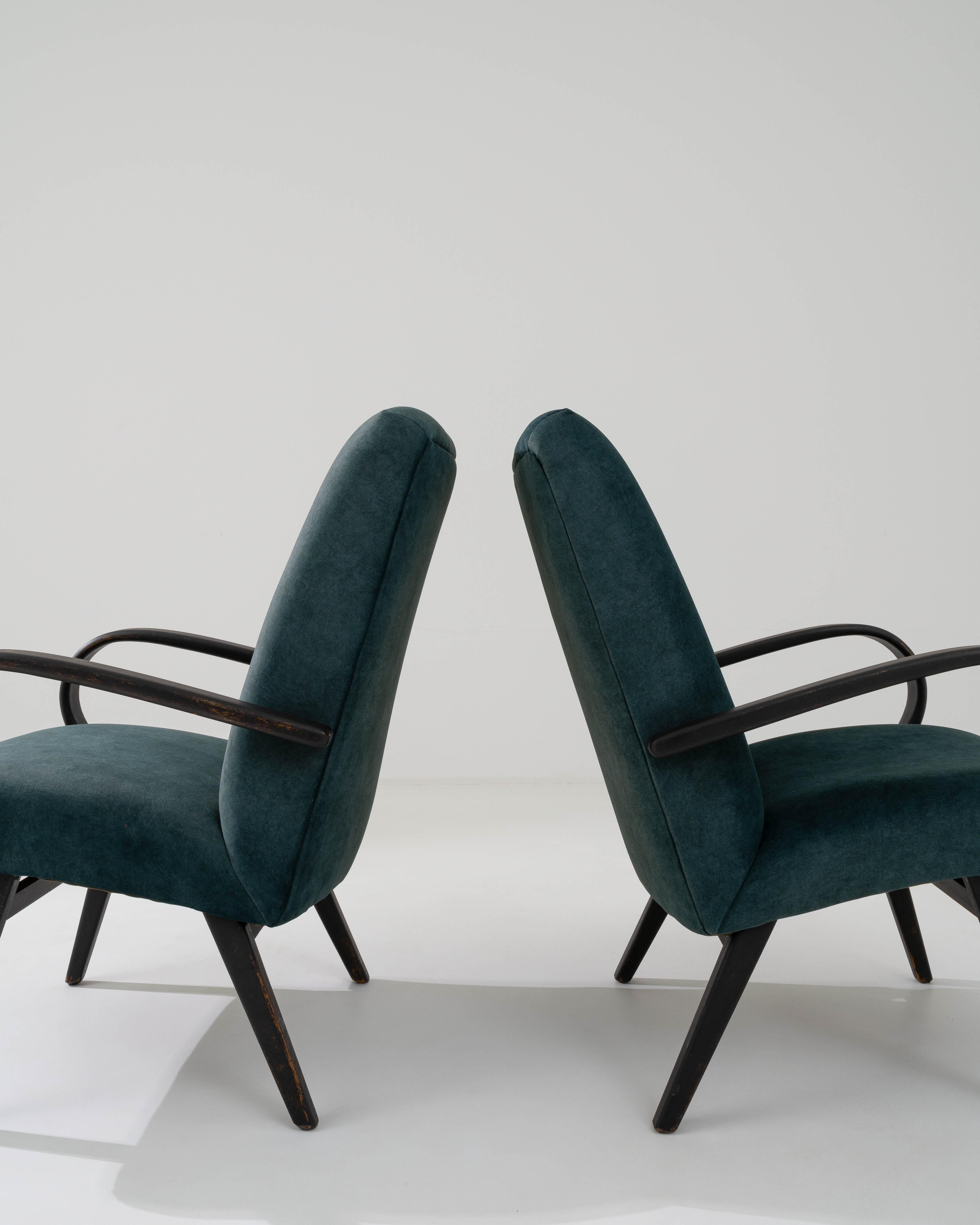 Czech Vintage Armchairs Designed by J. Halabala, A Pair For Sale