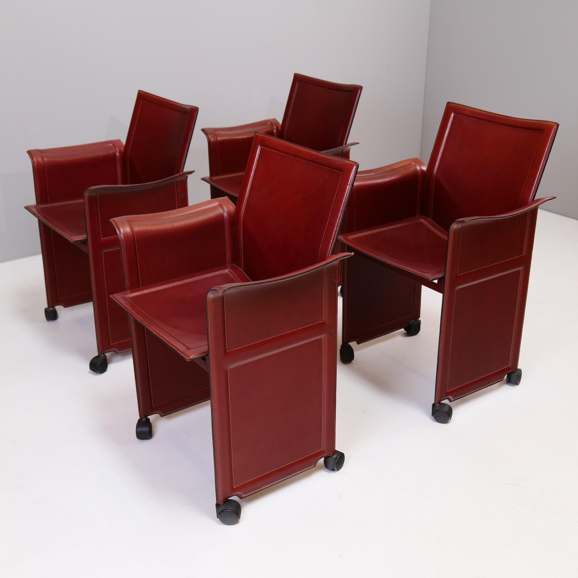 Vintage Armchairs in Leather from Matteo Grassi, Set of 4 In Good Condition In Saarbrücken, SL
