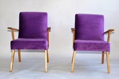 Vintage Armchairs in Purple Velvet from 1970s