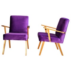 Vintage Armchairs in Purple Velvet from 1970s