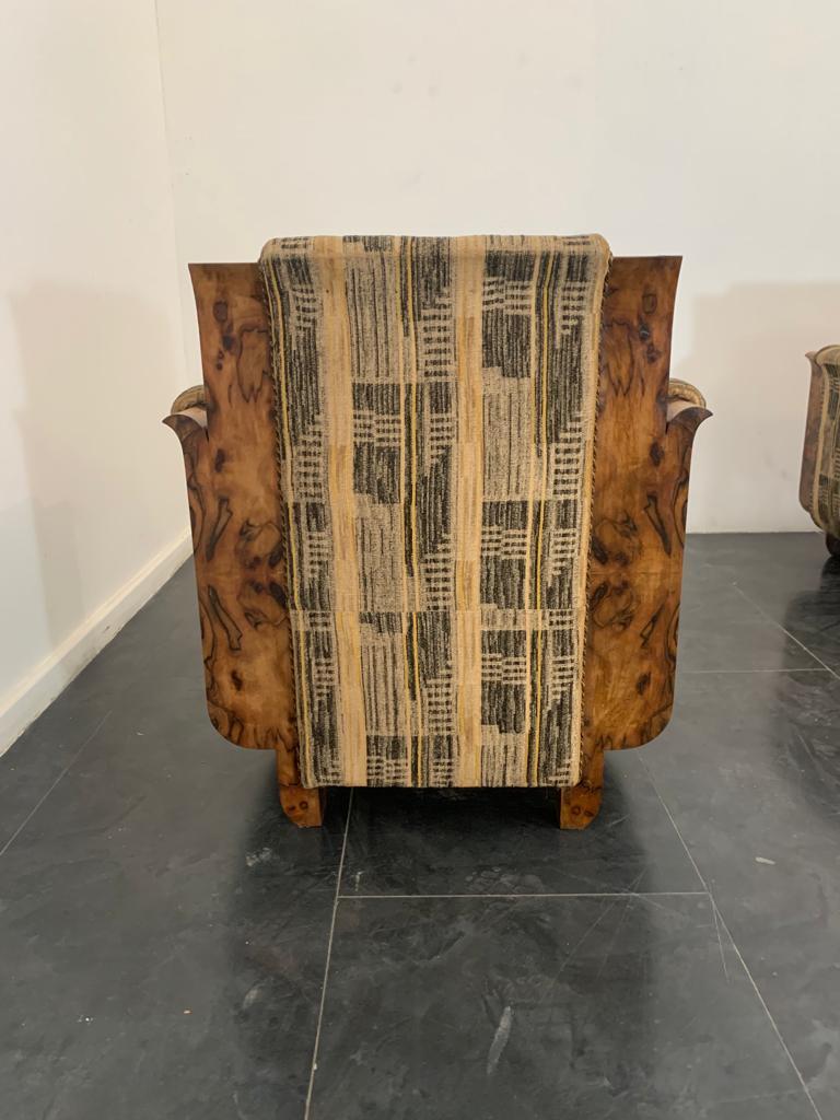 Vintage Armchairs in Walnut Burl by Franco Albini, 1930s, Set of 2 9