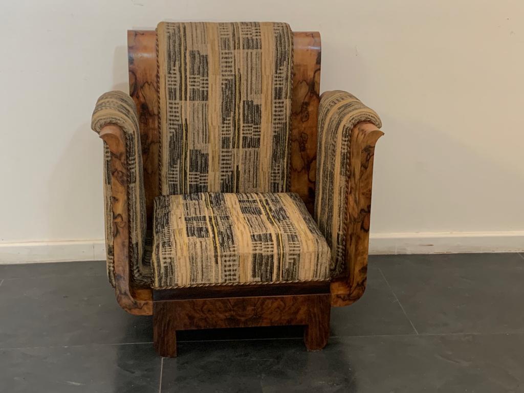 Vintage Armchairs in Walnut Burl by Franco Albini, 1930s, Set of 2 1