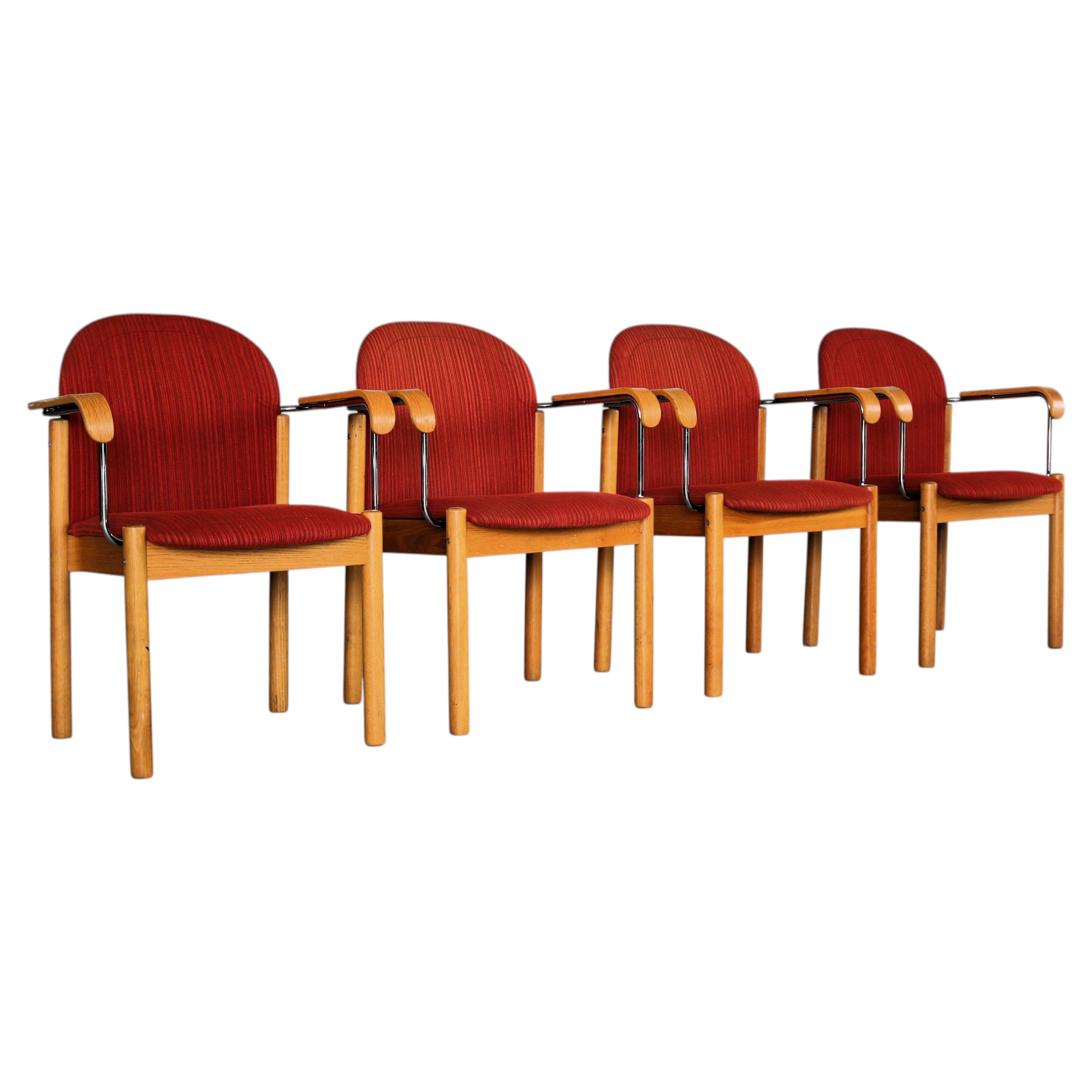 Sillones vintage Kinnarps, teca y cromo, diseño sueco, años 80 en venta