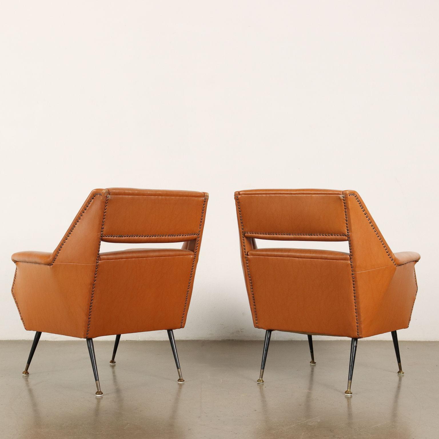 Vintage Armchairs Leatherette Italy 1950s-60s 2