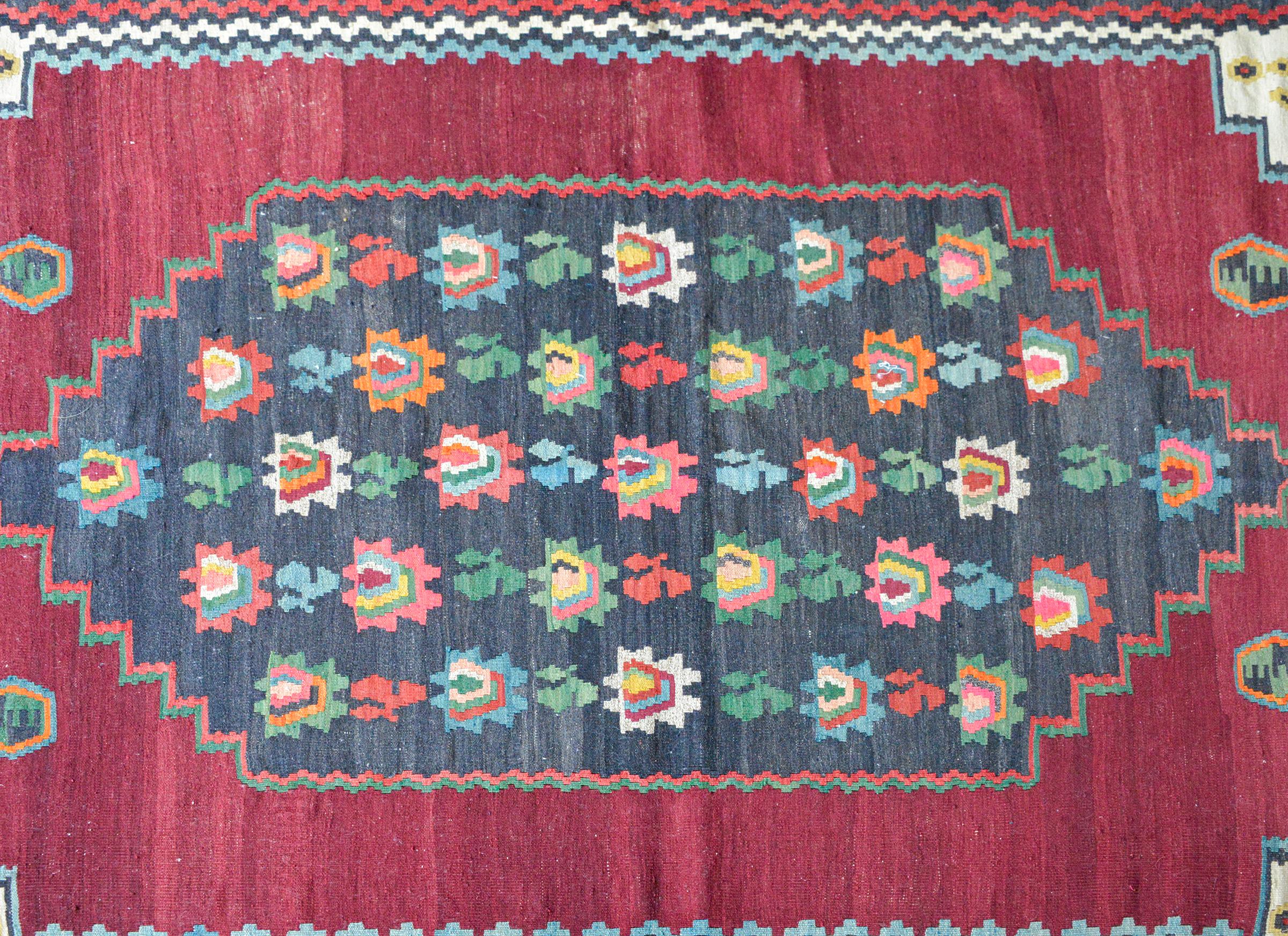 Hand-Woven Vintage Armenian Kilim Rug For Sale